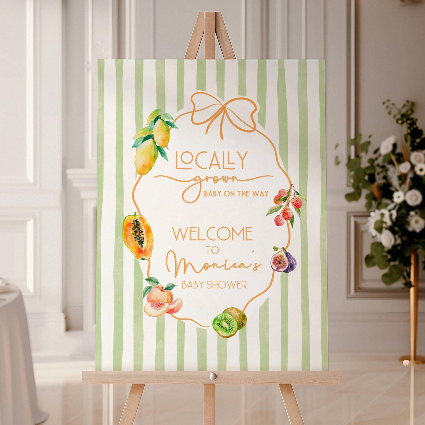 Fruit Baby Shower Welcome Sign Summer Shower Poster Locally Grown Fruit Sign Tutti Frutti Baby Shower Poster Tropical Summer Fruit Shower - LAUMIANstudio