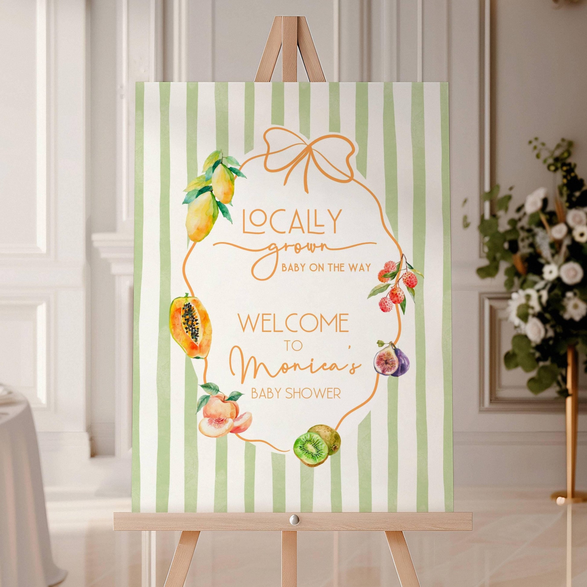 Fruit Baby Shower Welcome Sign Summer Shower Poster Locally Grown Fruit Sign Tutti Frutti Baby Shower Poster Tropical Summer Fruit Shower - LAUMIANstudio