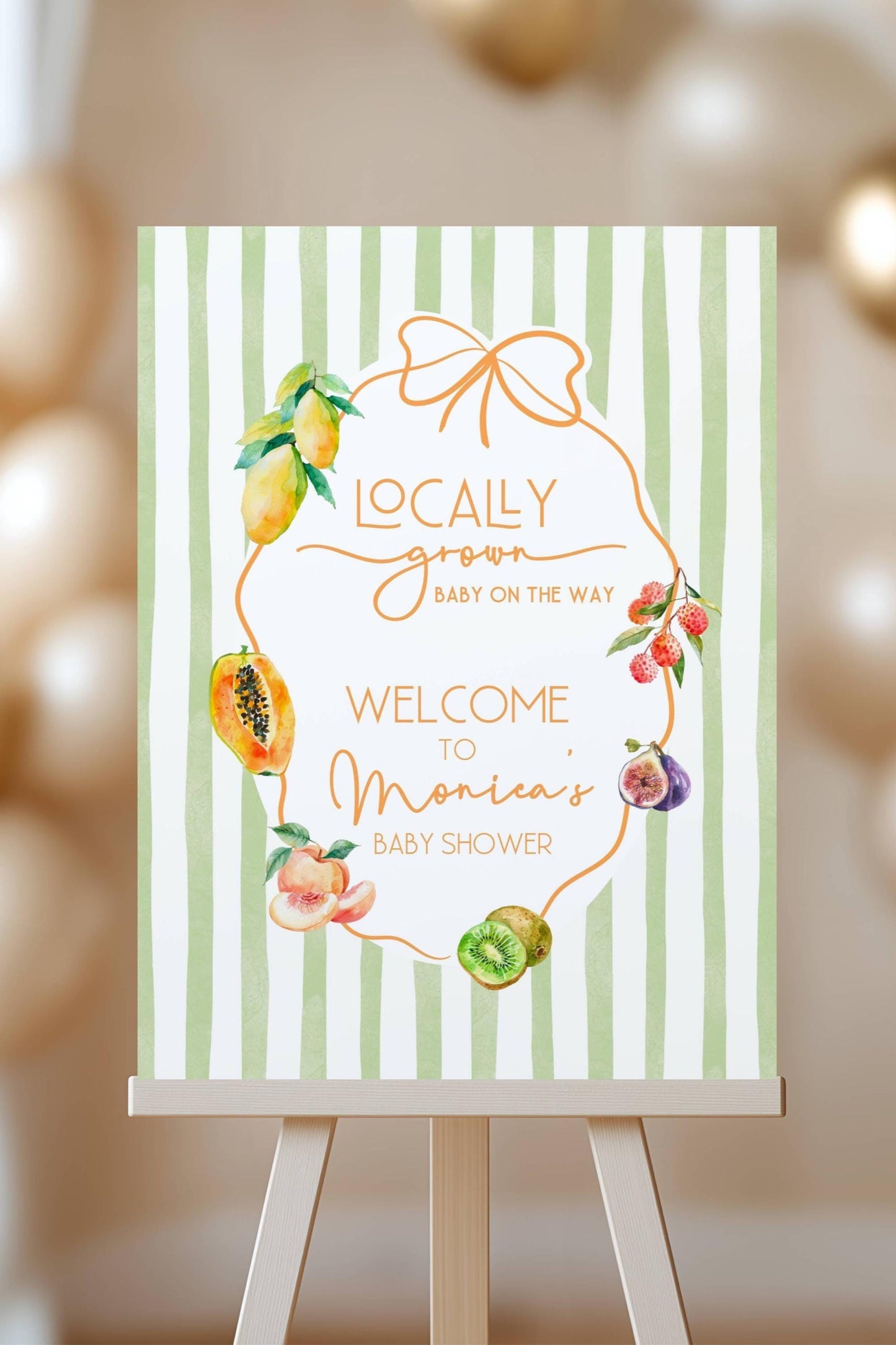 Fruit Baby Shower Welcome Sign Summer Shower Poster Locally Grown Fruit Sign Tutti Frutti Baby Shower Poster Tropical Summer Fruit Shower - LAUMIANstudio