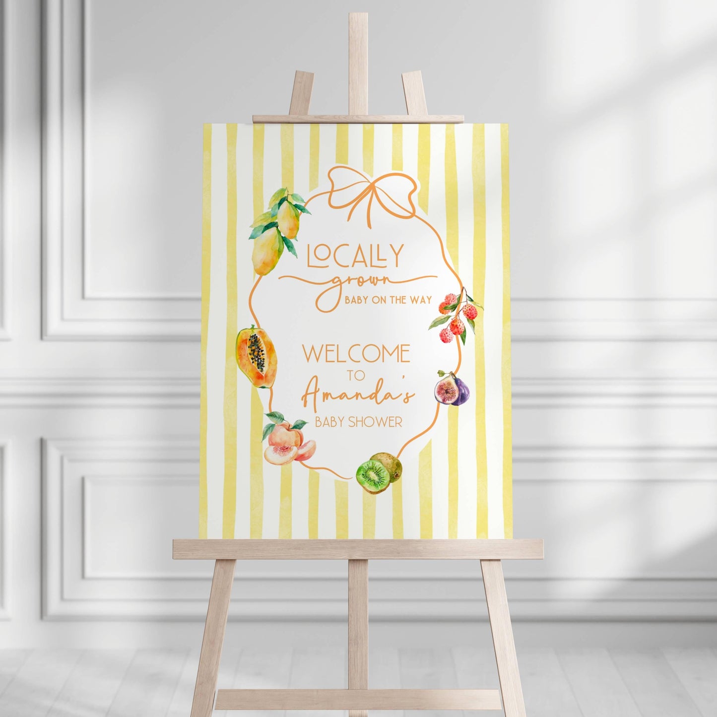 Fruit Summer Baby Shower Welcome Sign Fruit Locally Grown Baby Shower Sign Exotic Fruit Shower Board Citrus Shower Editable Canva Template - LAUMIANstudio