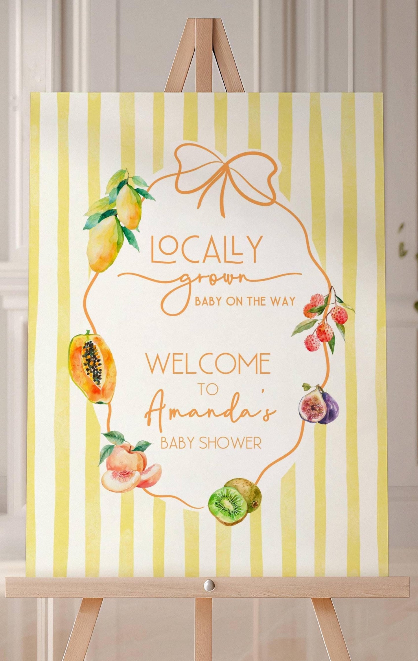 Fruit Summer Baby Shower Welcome Sign Fruit Locally Grown Baby Shower Sign Exotic Fruit Shower Board Citrus Shower Editable Canva Template - LAUMIANstudio