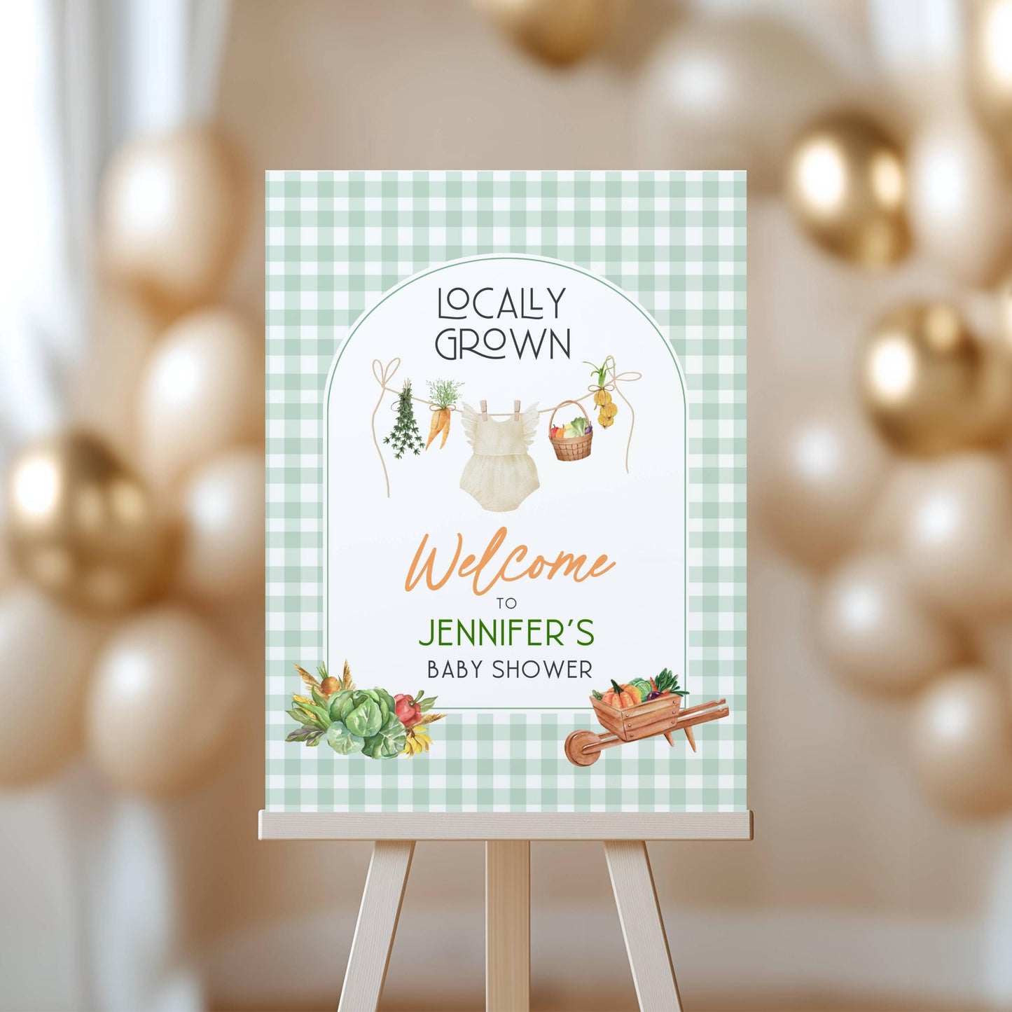 Farmer Market Baby Shower Welcome Sign Locally Grown Baby Girl Party Decoration Fruit and Vegetable Baby Shower Board Locally Grown Sign - LAUMIANstudio