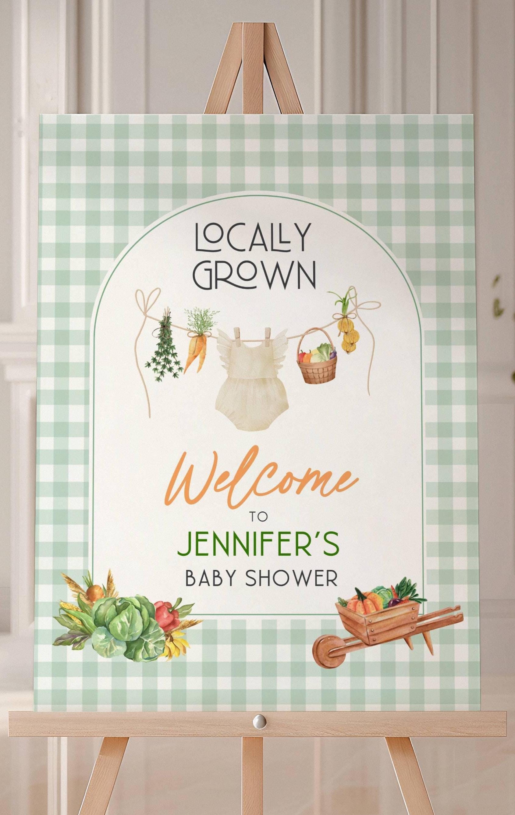 Farmer Market Baby Shower Welcome Sign Locally Grown Baby Girl Party Decoration Fruit and Vegetable Baby Shower Board Locally Grown Sign - LAUMIANstudio