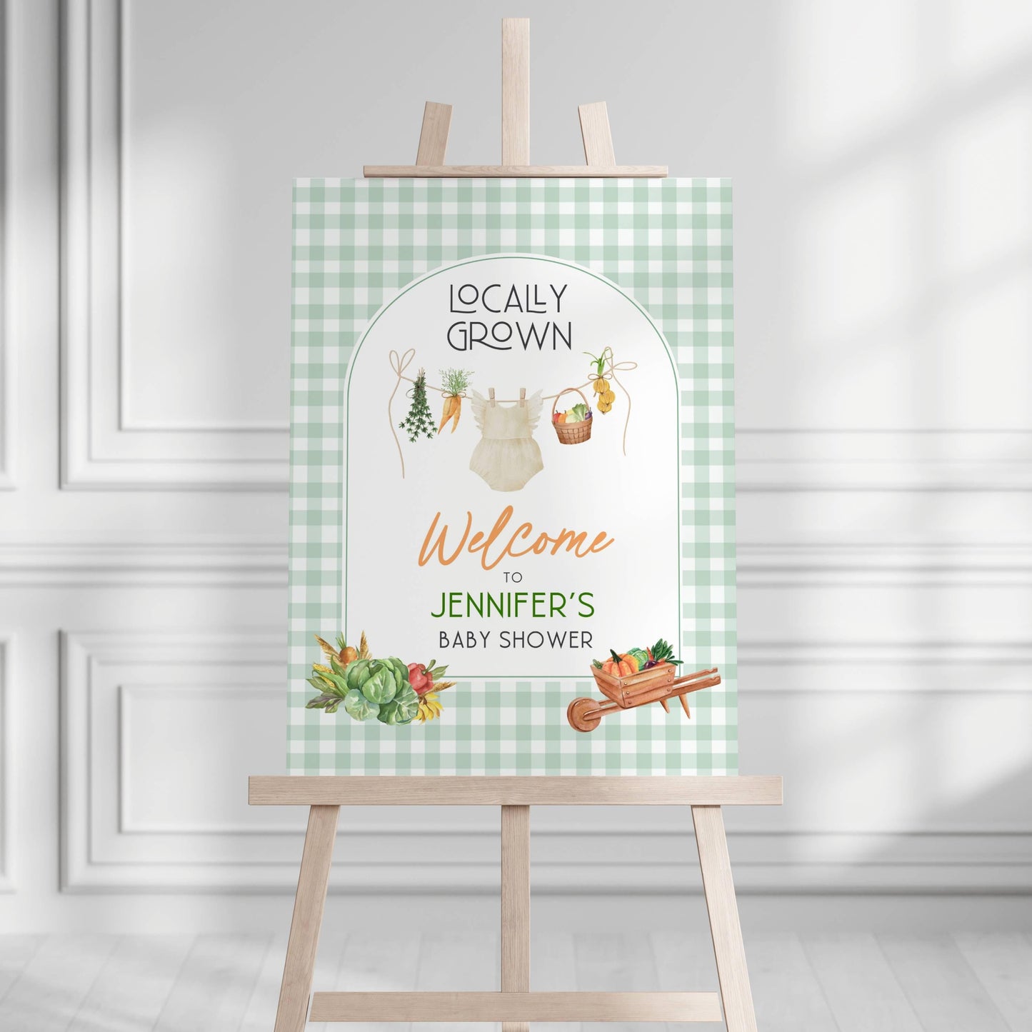 Farmer Market Baby Shower Welcome Sign Locally Grown Baby Girl Party Decoration Fruit and Vegetable Baby Shower Board Locally Grown Sign - LAUMIANstudio
