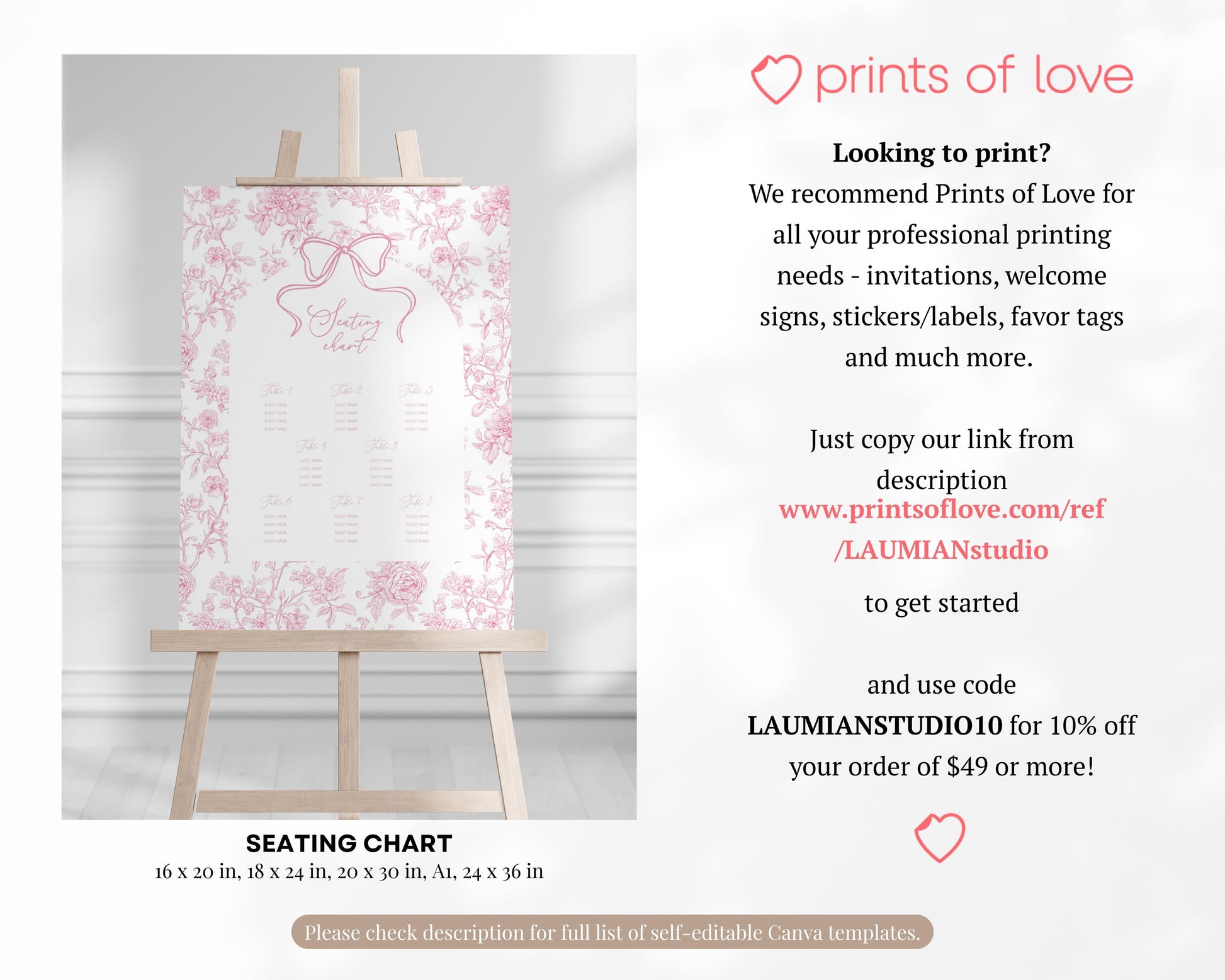 Baby in Bloom Baby Shower Bundle Dusty Pink Bow Baby Shower Sign Vintage Pink Invite Template Rose Bow Shower Bundle Chinoiserie Floral Sign - LAUMIANstudio