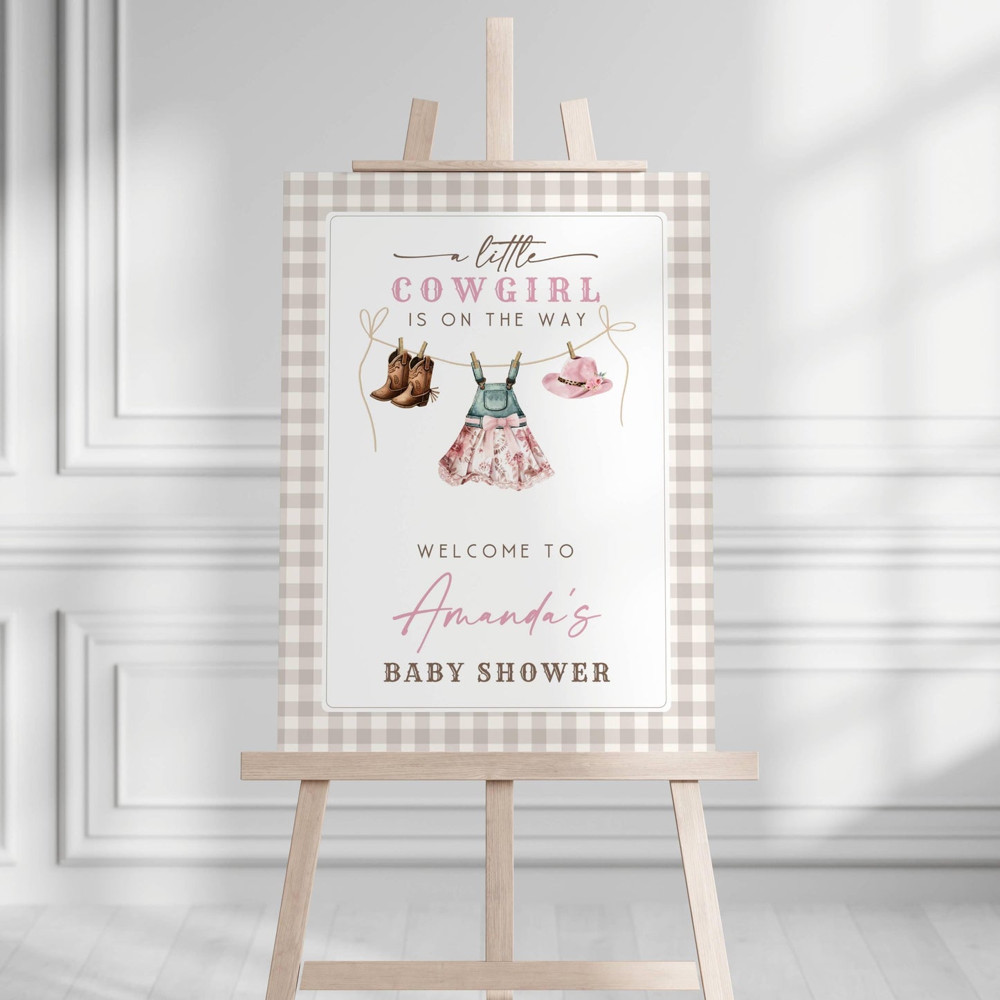Little Cowgirl Welcome Sign Cowgirl Clothes Welcome Sign Pink Rodeo Baby Shower Poster Girl Wild West Welcome Sign Girl Western Shower Decor - LAUMIANstudio