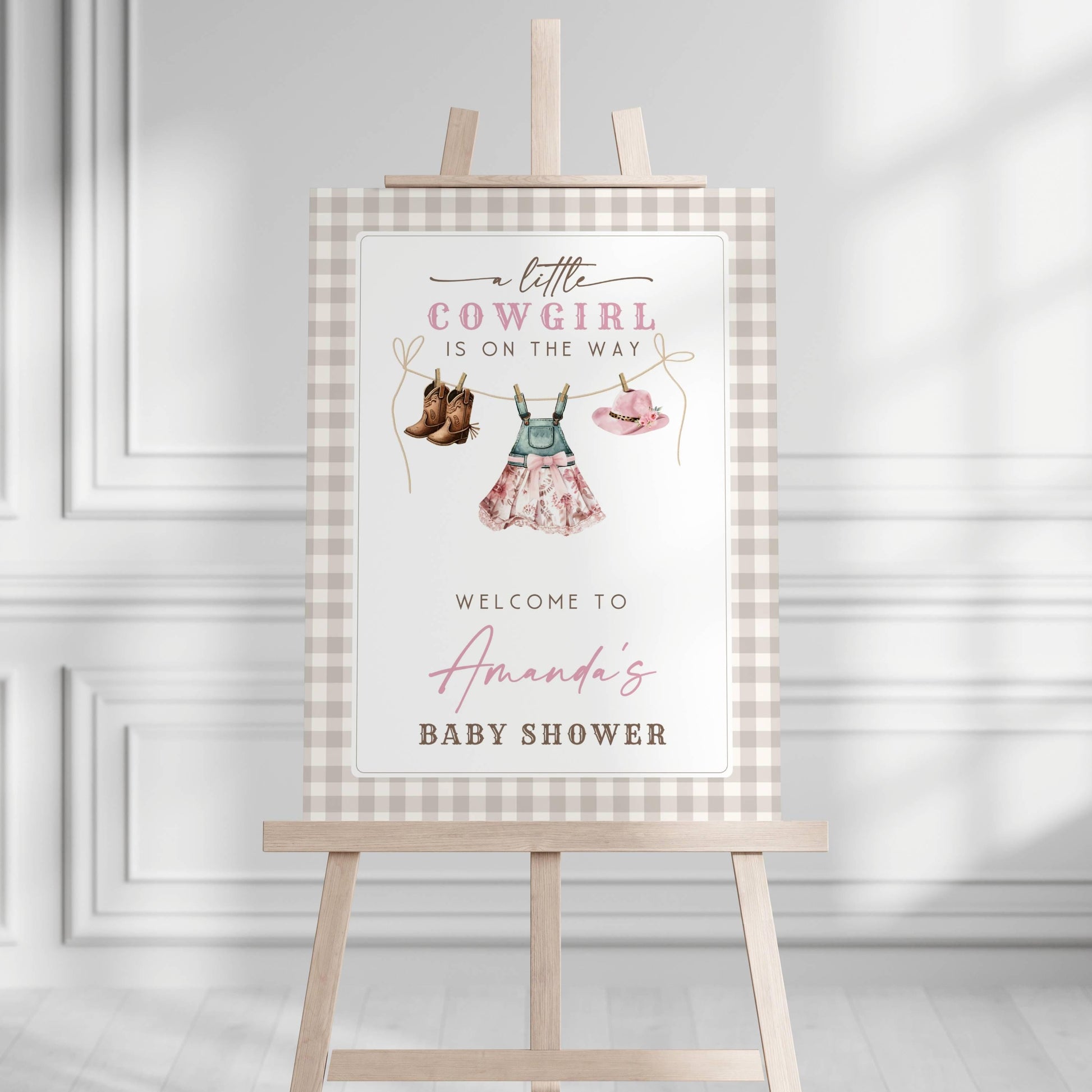 Little Cowgirl Welcome Sign Cowgirl Clothes Welcome Sign Pink Rodeo Baby Shower Poster Girl Wild West Welcome Sign Girl Western Shower Decor - LAUMIANstudio