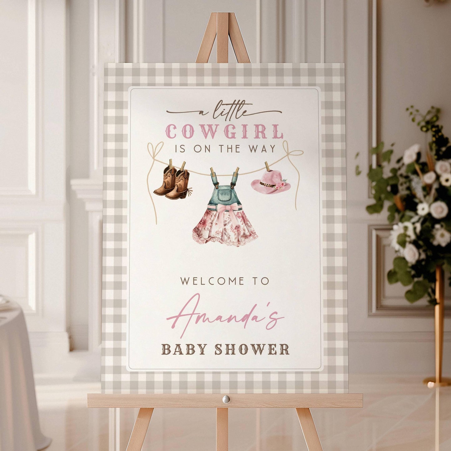 Little Cowgirl Welcome Sign Cowgirl Clothes Welcome Sign Pink Rodeo Baby Shower Poster Girl Wild West Welcome Sign Girl Western Shower Decor - LAUMIANstudio