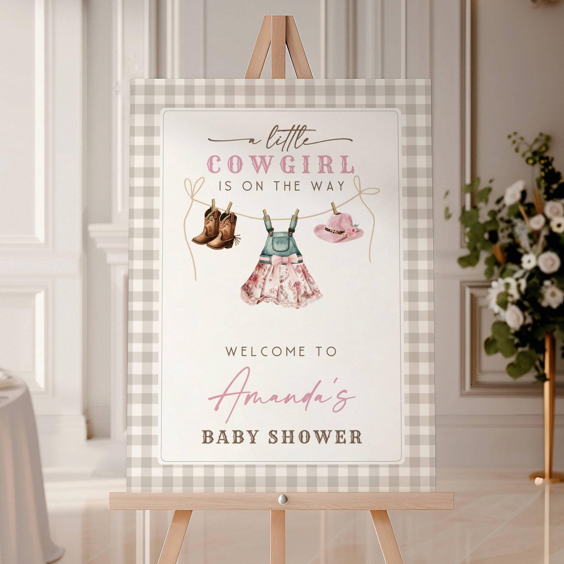 Little Cowgirl Welcome Sign Cowgirl Clothes Welcome Sign Pink Rodeo Baby Shower Poster Girl Wild West Welcome Sign Girl Western Shower Decor - LAUMIANstudio