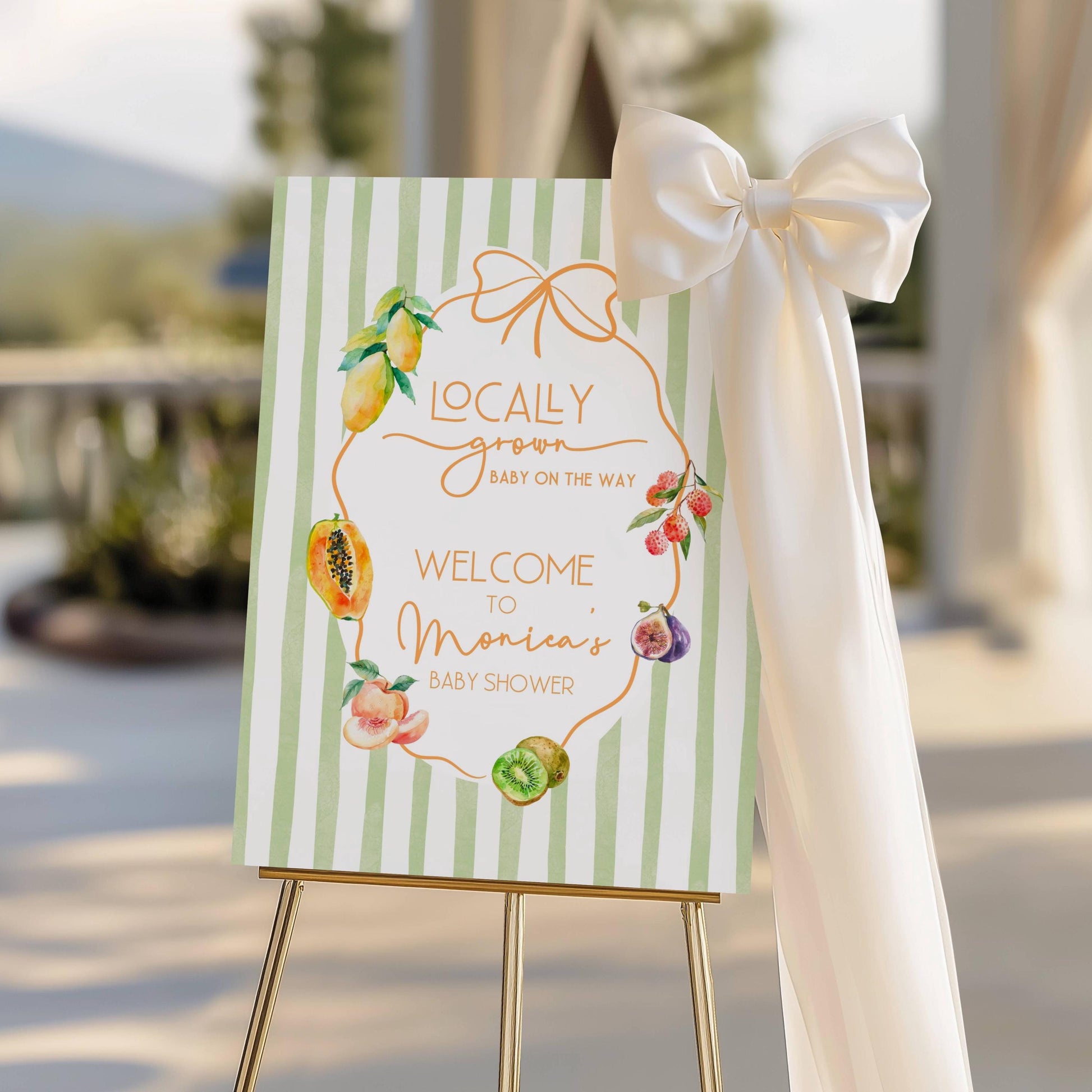 Fruit Baby Shower Welcome Sign Summer Shower Poster Locally Grown Fruit Sign Tutti Frutti Baby Shower Poster Tropical Summer Fruit Shower - LAUMIANstudio