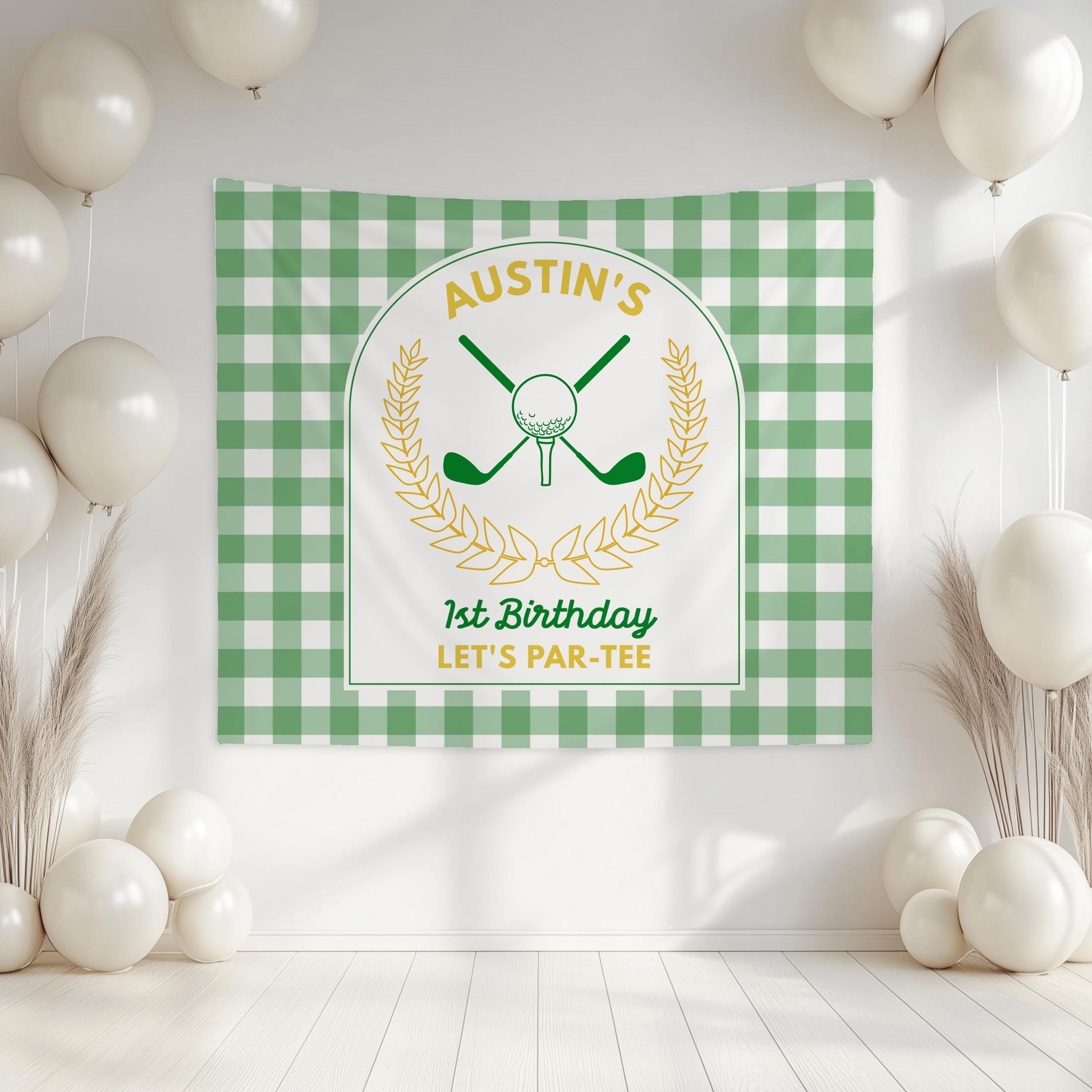 Golf Masters 1st Birthday Banner Master Golf Birthday Party Decoration Golf 1st Birthday Backdrop Mastered First Year Banner Golf Playground - LAUMIANstudio