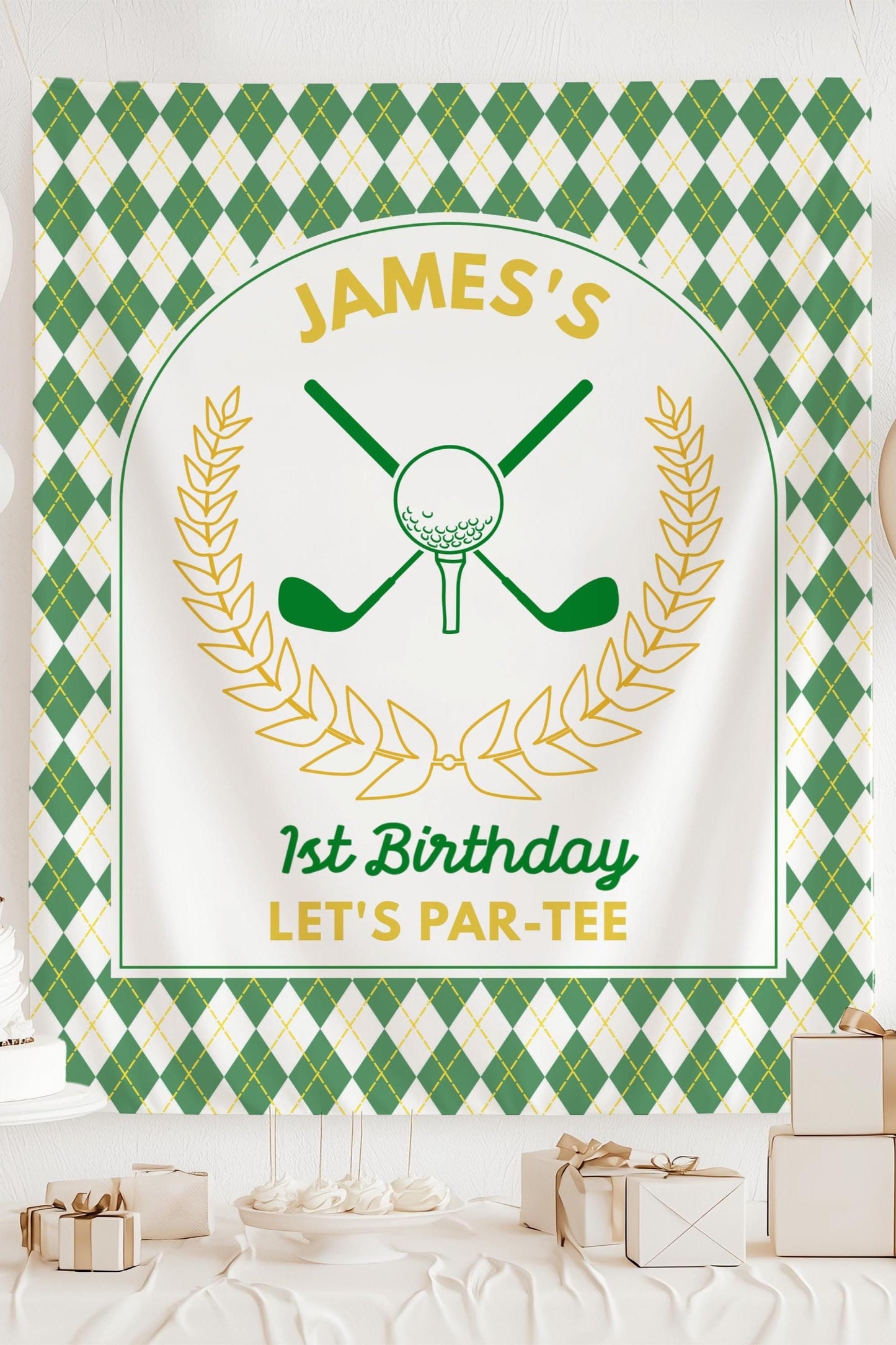 Golf Masters 1st Birthday Banner Master Golf Birthday Party Decoration Golf 1st Birthday Backdrop Mastered First Year Banner Golf Playground - LAUMIANstudio