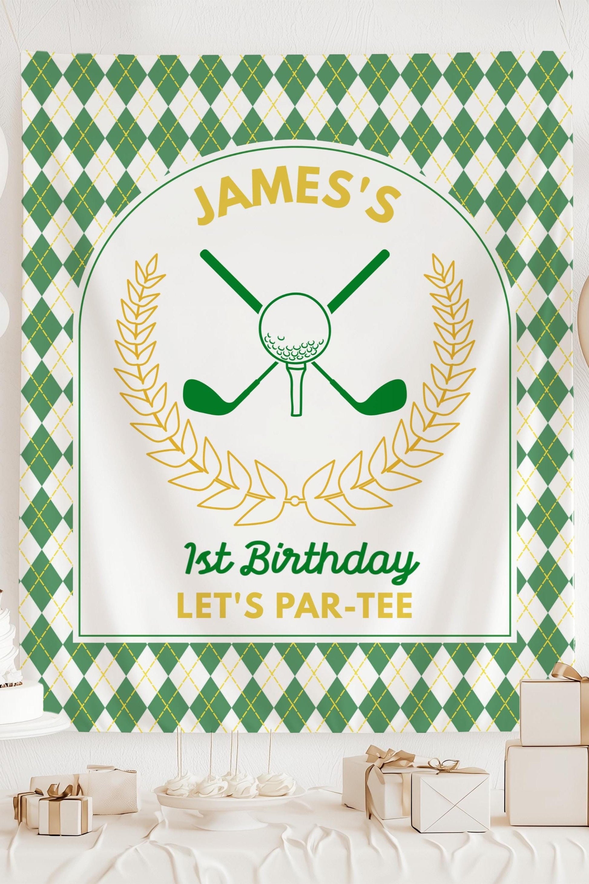 Golf Masters 1st Birthday Banner Master Golf Birthday Party Decoration Golf 1st Birthday Backdrop Mastered First Year Banner Golf Playground - LAUMIANstudio