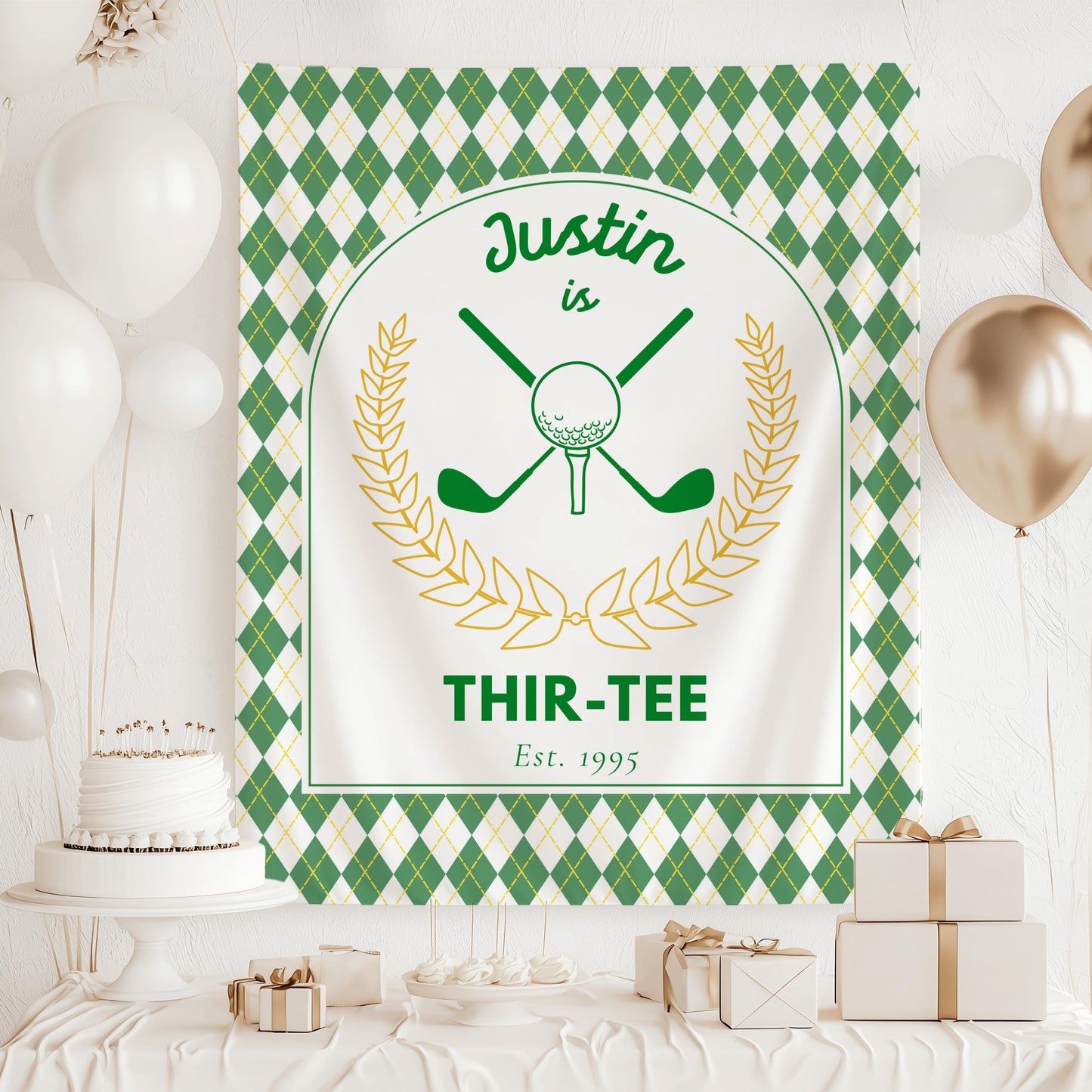 Golf 30th Birthday Banner Golf Player Birthday Party Decor Golf 30 Birthday Celebration Thir-tee Backdrop Personalized Golf Wall Tapestry - LAUMIANstudio