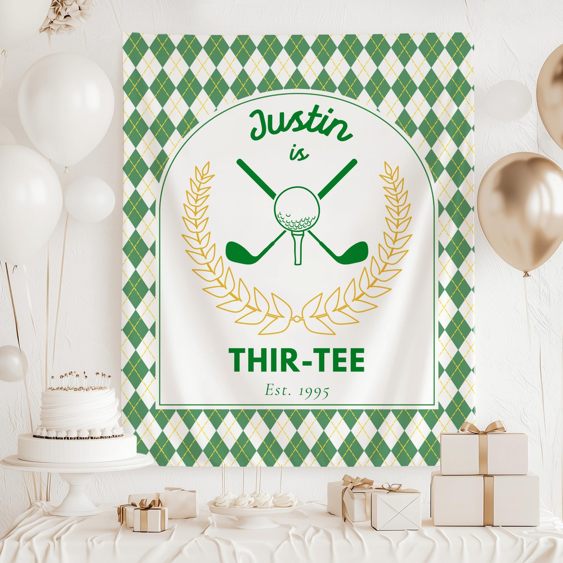 Golf 30th Birthday Banner Golf Player Birthday Party Decor Golf 30 Birthday Celebration Thir-tee Backdrop Personalized Golf Wall Tapestry - LAUMIANstudio