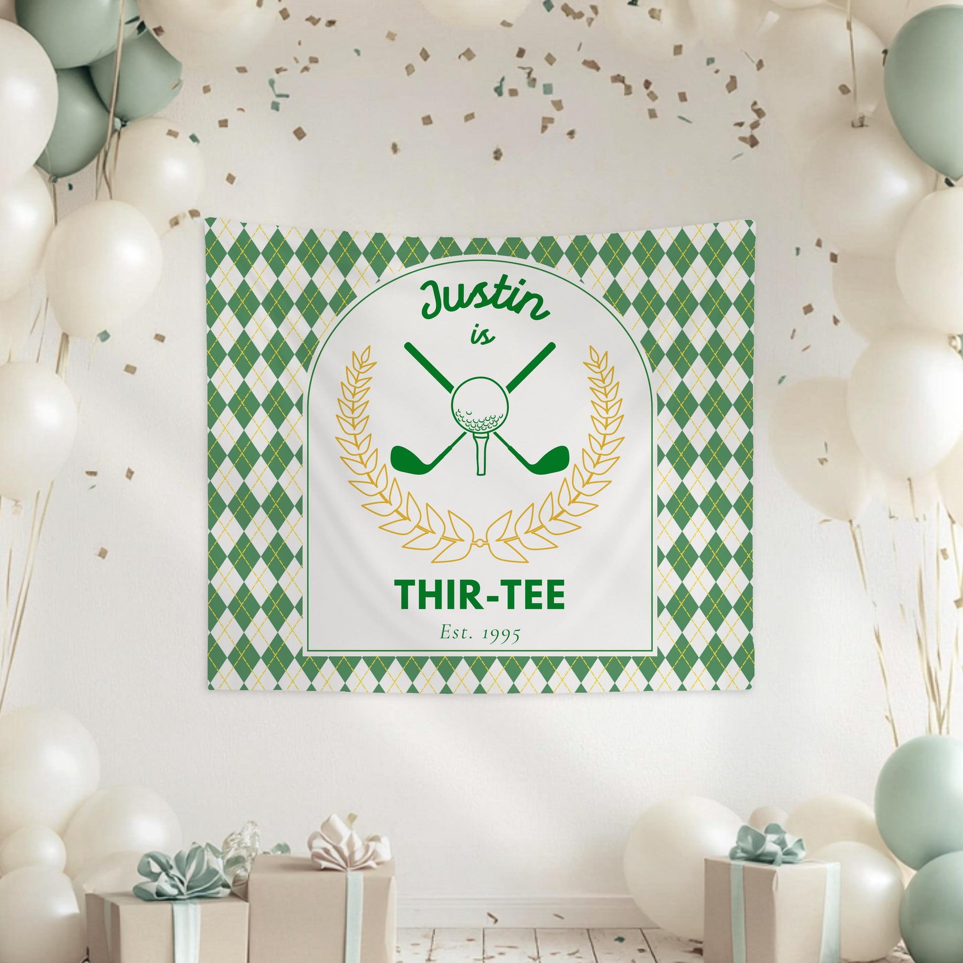 Golf Player Thir Tee Party Banner Golf 30th Birthday Backdrop 30th Birthday Decoration for Him Green 30th Birthday Tapestry Masters Party - LAUMIANstudio