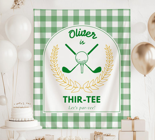Golf 30th Birthday Banner Golf Player Birthday Party Decor Golf 30 Birthday Celebration Thir-tee Backdrop Personalized Golf Wall Tapestry - LAUMIANstudio