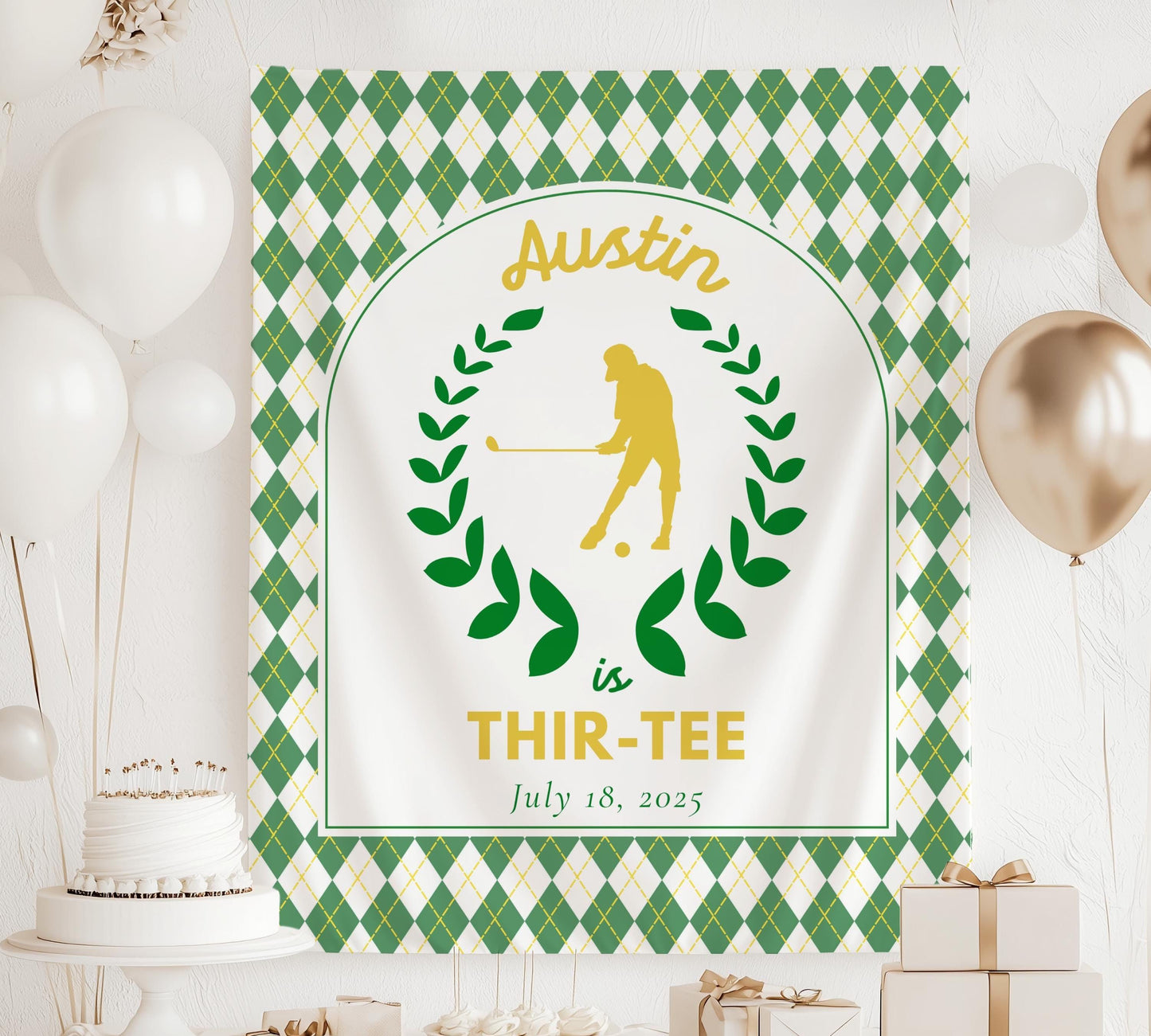 Golf Player Thir Tee Party Banner Golf 30th Birthday Backdrop 30th Birthday Decoration for Him Green 30th Birthday Tapestry Masters Party - LAUMIANstudio