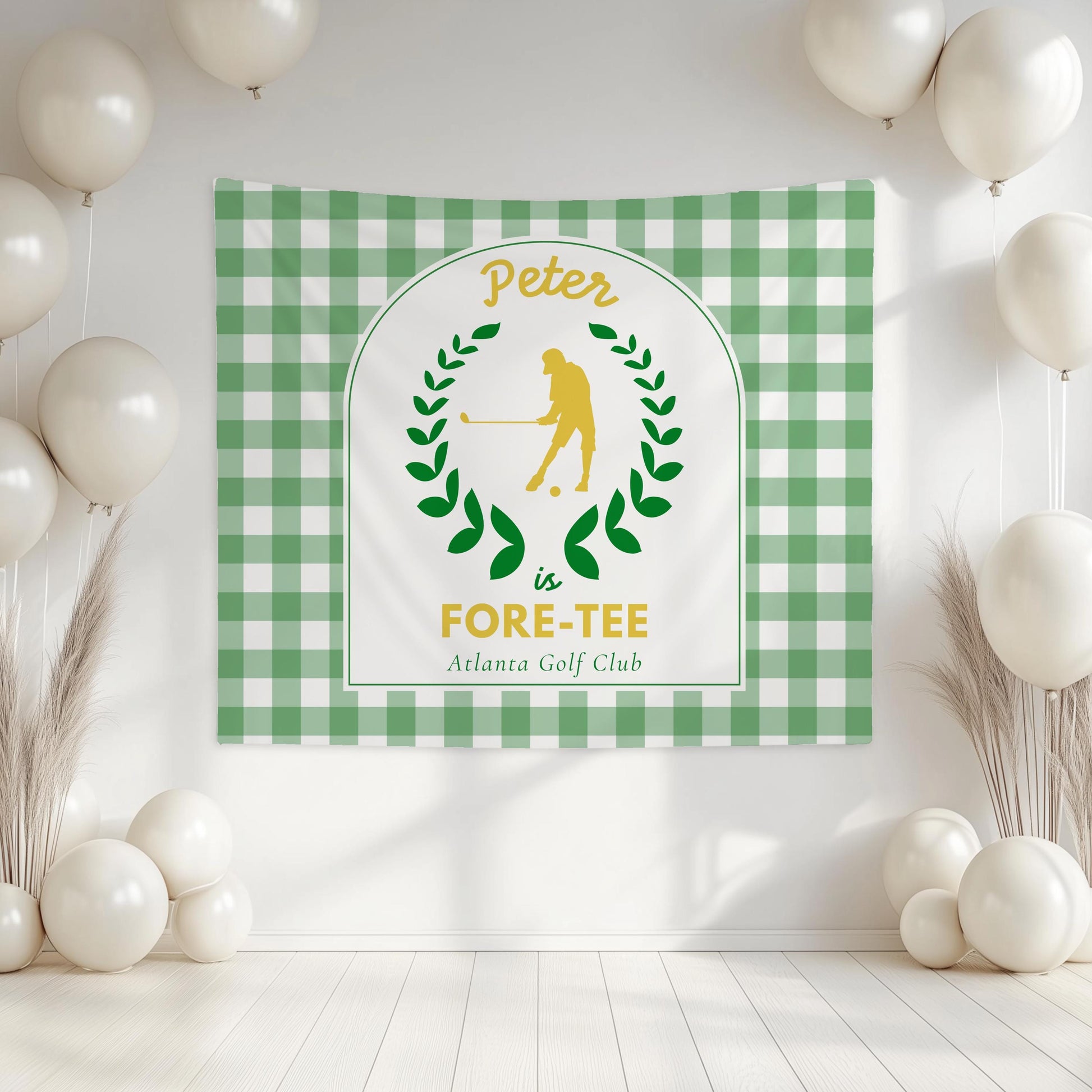 Golf 40th Birthday Tapestry Golf Player Four Tee Party Banner Green Golf 40th Birthday Backdrop 40th Birthday Decor for Him Masters Party - LAUMIANstudio
