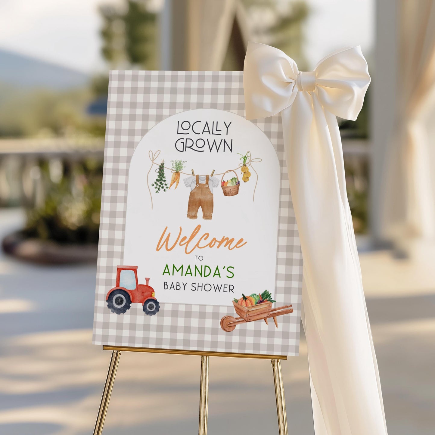 Locally Grown Shower Welcome Sign Grown With Love Sign Editable Shower Large Welcome Poster Farm Baby Shower Poster Beige Shower Decor - LAUMIANstudio