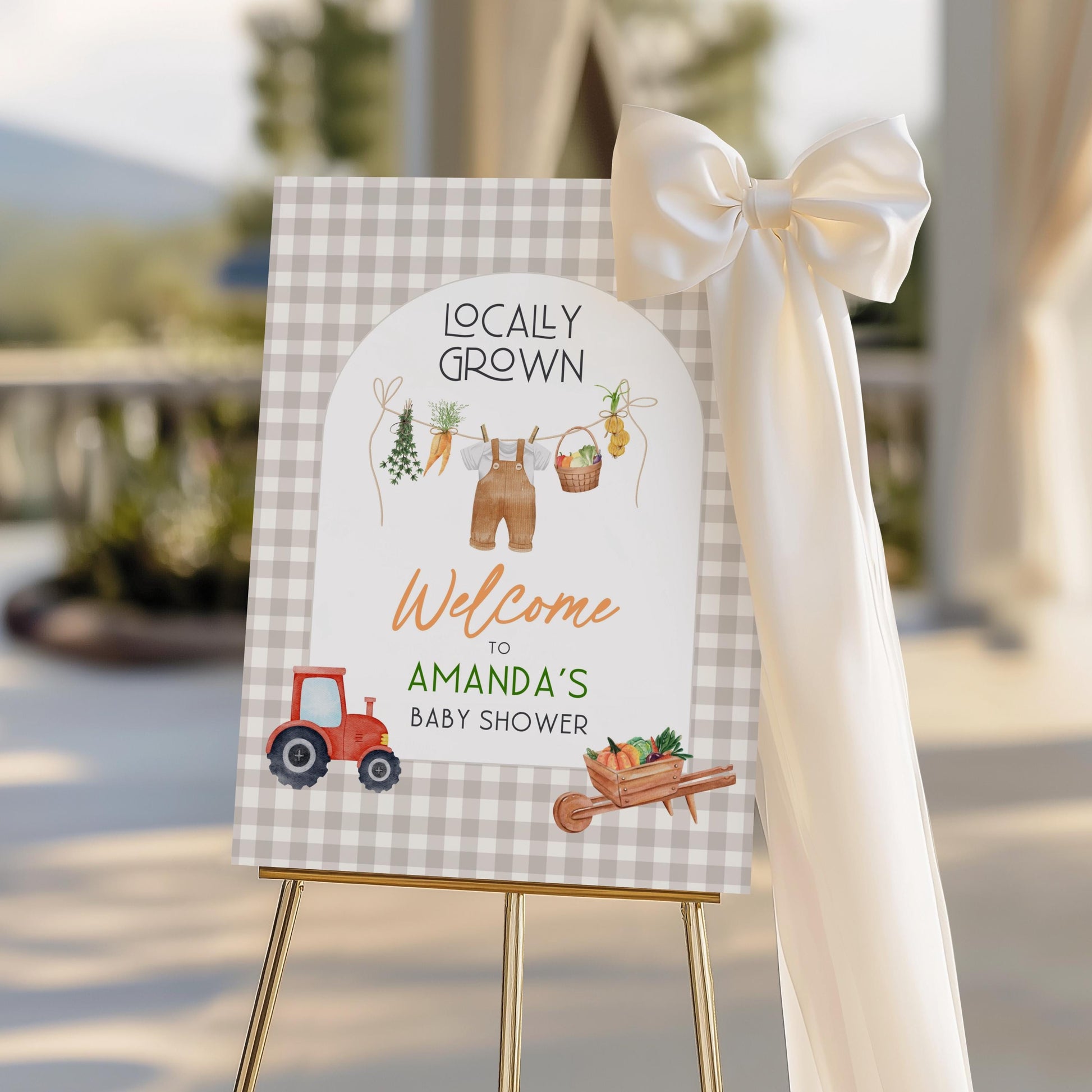 Locally Grown Shower Welcome Sign Grown With Love Sign Editable Shower Large Welcome Poster Farm Baby Shower Poster Beige Shower Decor - LAUMIANstudio