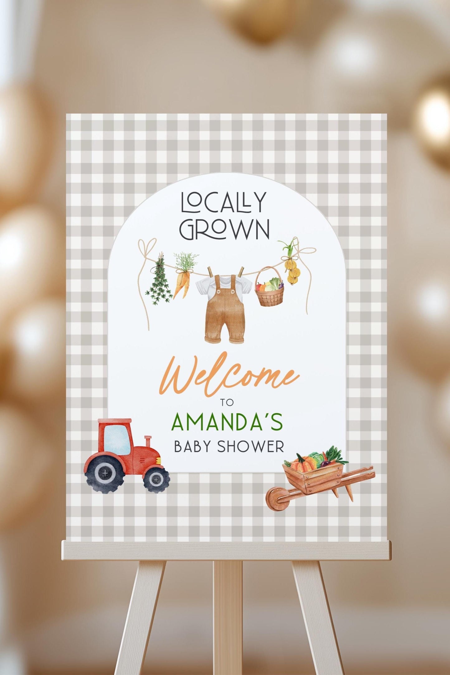 Locally Grown Shower Welcome Sign Grown With Love Sign Editable Shower Large Welcome Poster Farm Baby Shower Poster Beige Shower Decor - LAUMIANstudio