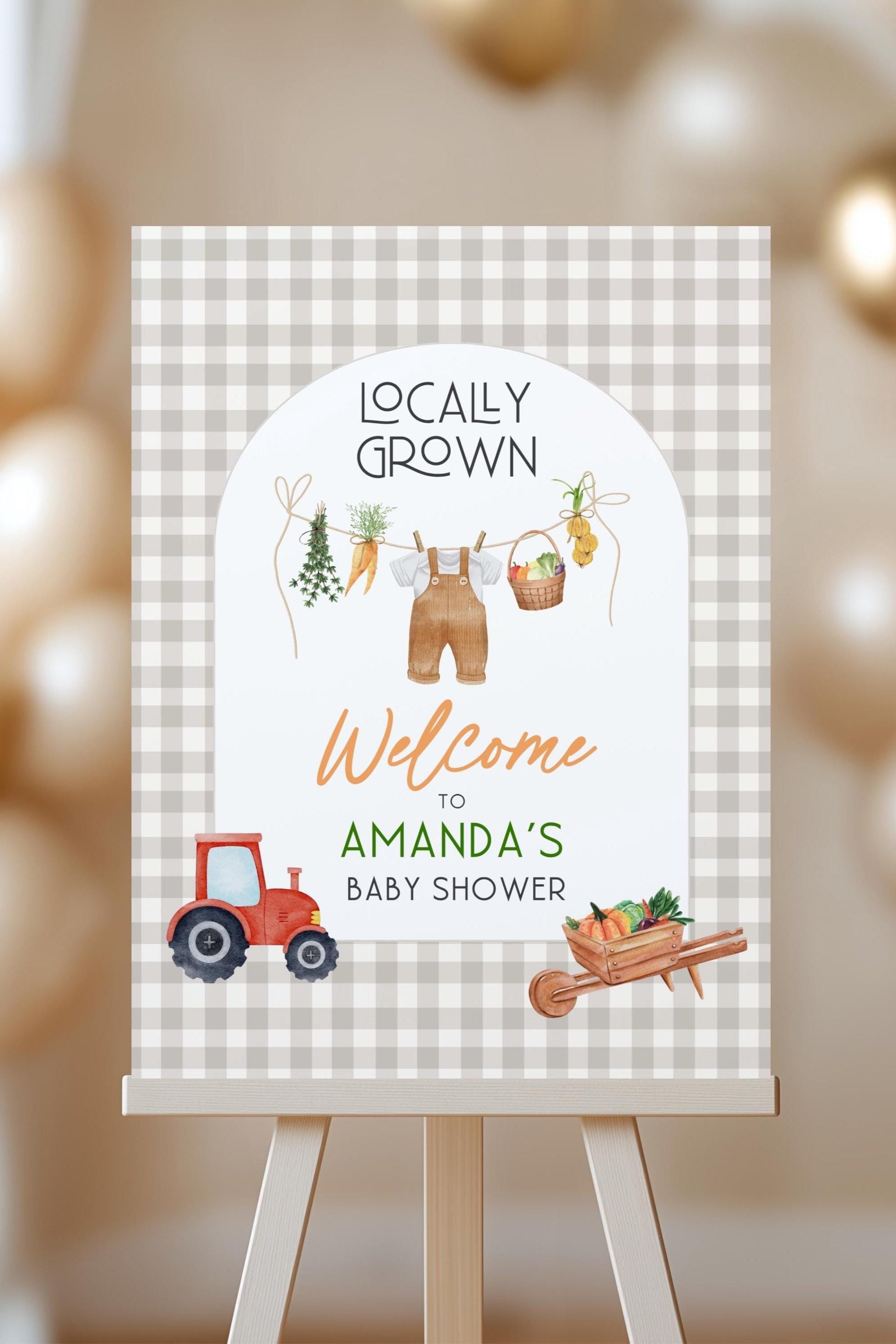 Locally Grown Shower Welcome Sign Grown With Love Sign Editable Shower Large Welcome Poster Farm Baby Shower Poster Beige Shower Decor - LAUMIANstudio
