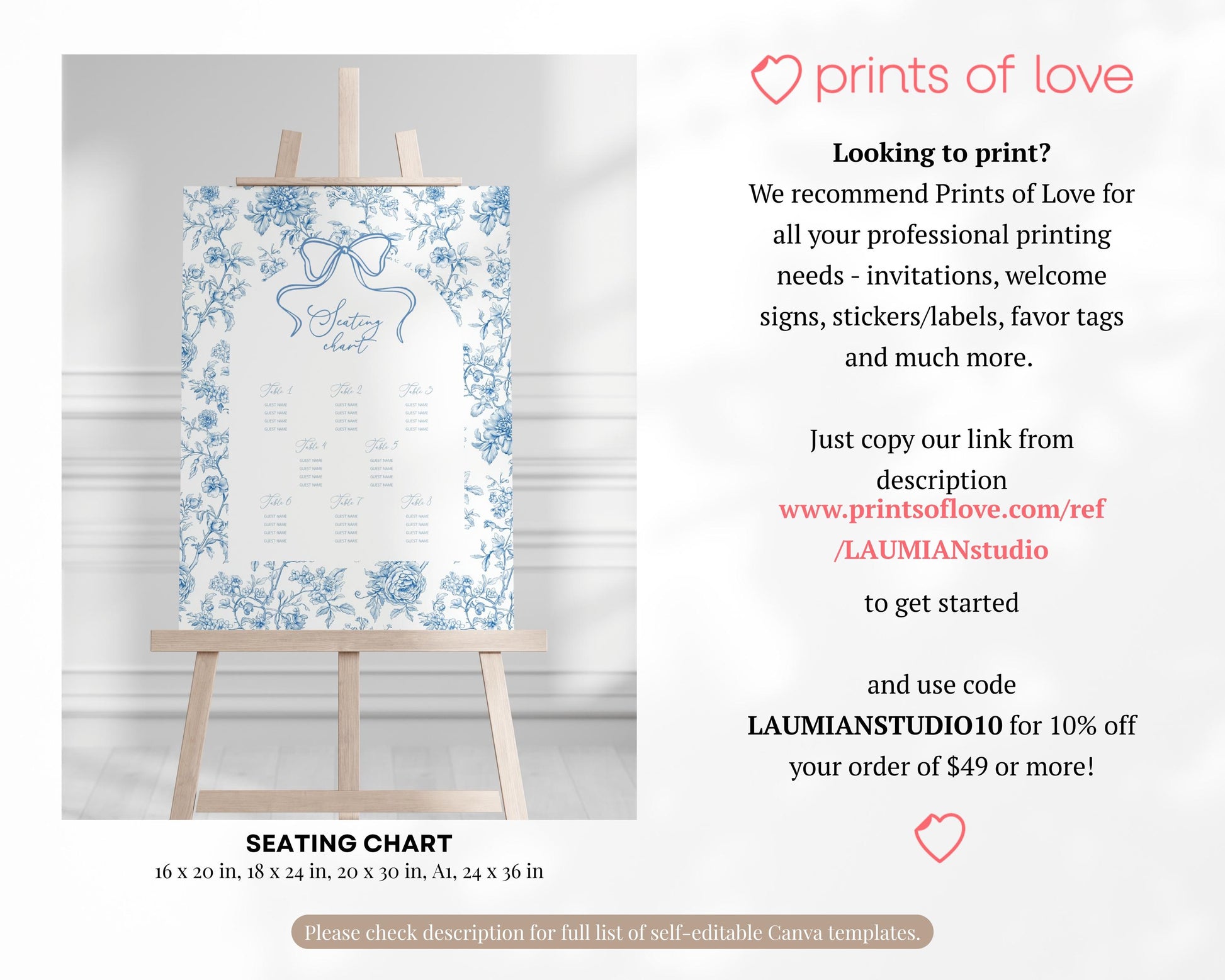 Baby Boy in Bloom Shower Editable Set Dusty Blue Flower Baby Shower Bundle Chinoiserie Floral Shower Bundle Canva Template Elegant Bow Print - LAUMIANstudio