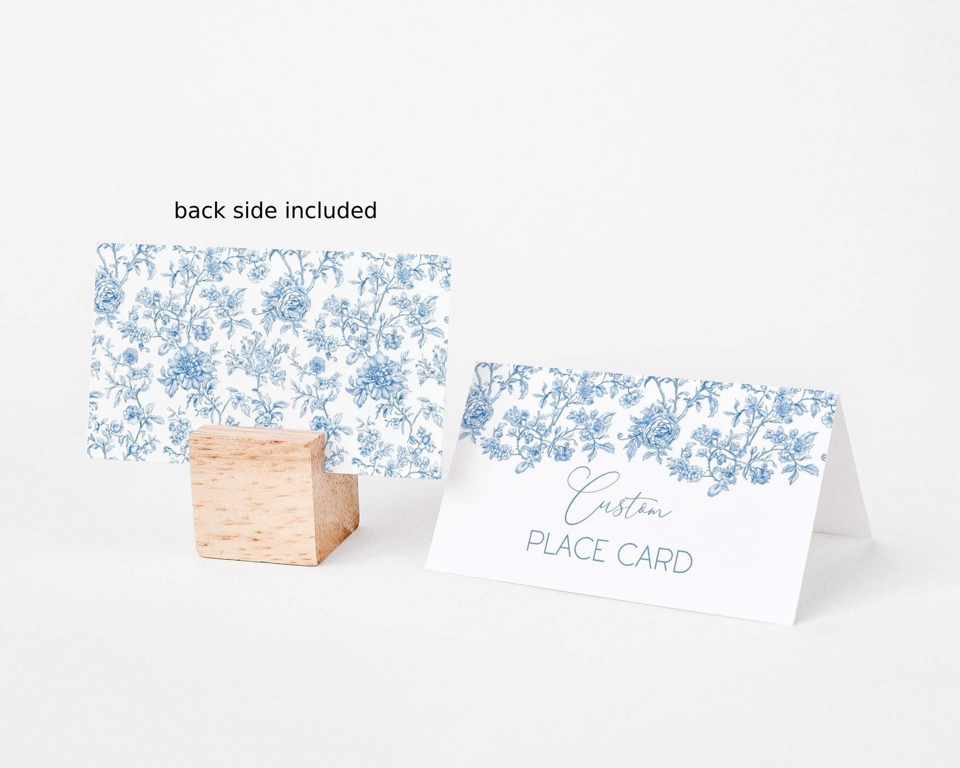 Blue Bow Place Card Blue Baby Sprinkle Meal Card Template Floral Baby Shower Name Card Elegant Toile de Jouy Table Card Printable Template - LAUMIANstudio