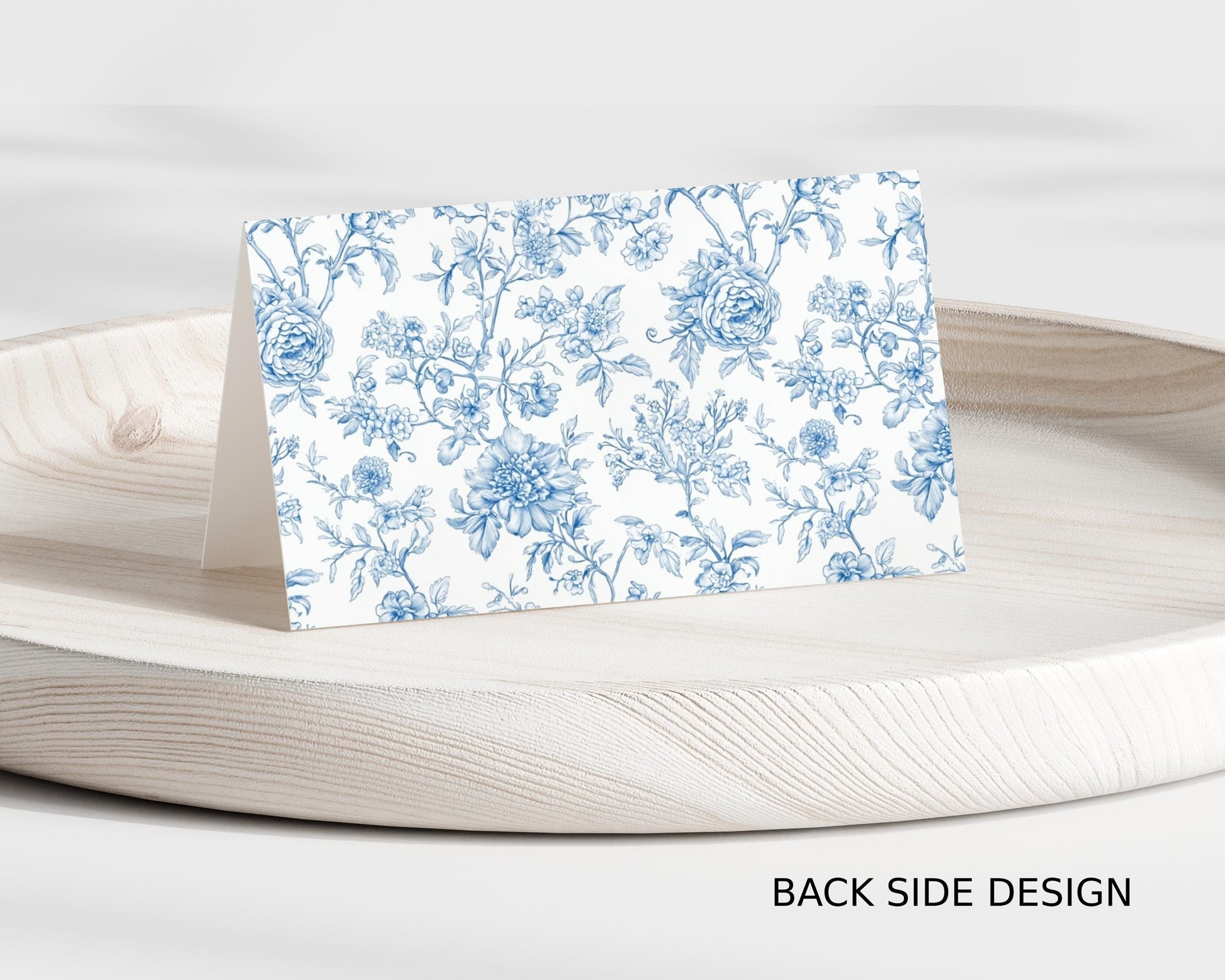 Blue Bow Place Card Blue Baby Sprinkle Meal Card Template Floral Baby Shower Name Card Elegant Toile de Jouy Table Card Printable Template - LAUMIANstudio