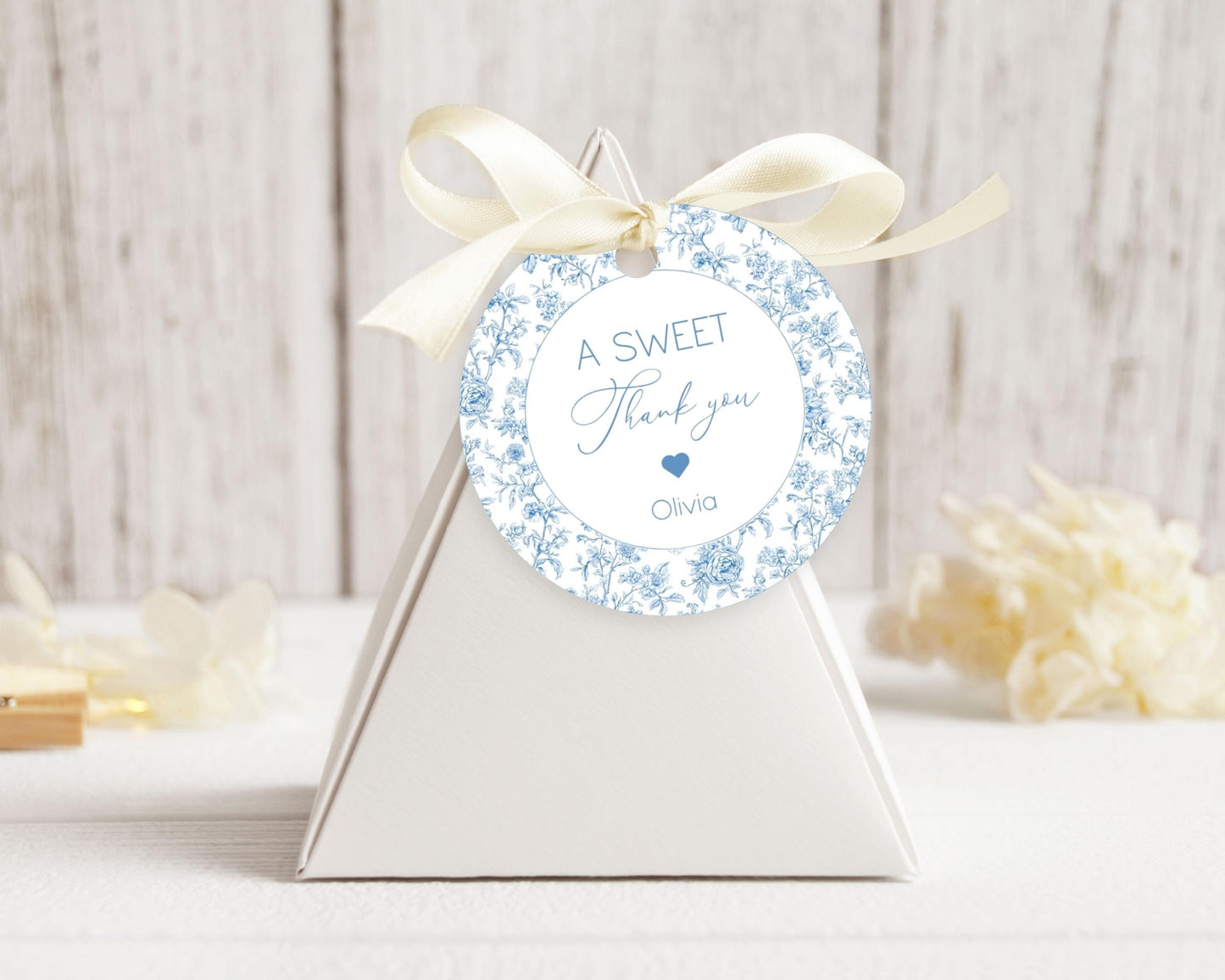 Blue Toile Floral Favor Tag Dusty Baby Sprinkle Circle Favor Tag Editable Template Rectangle Chinoiserie Favor Tag Printable Party Gift Tag - LAUMIANstudio