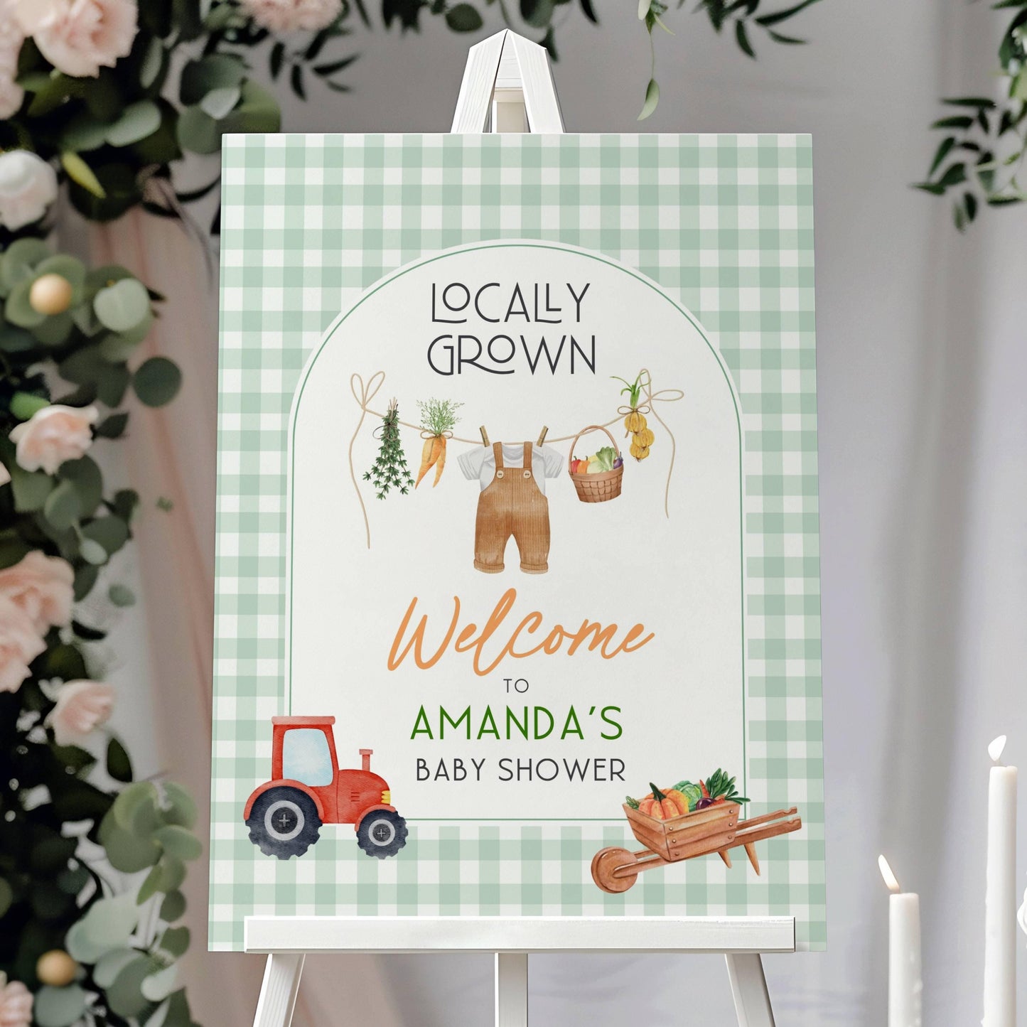 Locally Grown Welcome Sign Locally Grown Baby Shower Sign Editable Template Farm Baby Shower Sign Gender Neutral Baby Shower Decor Baby Boy - LAUMIANstudio