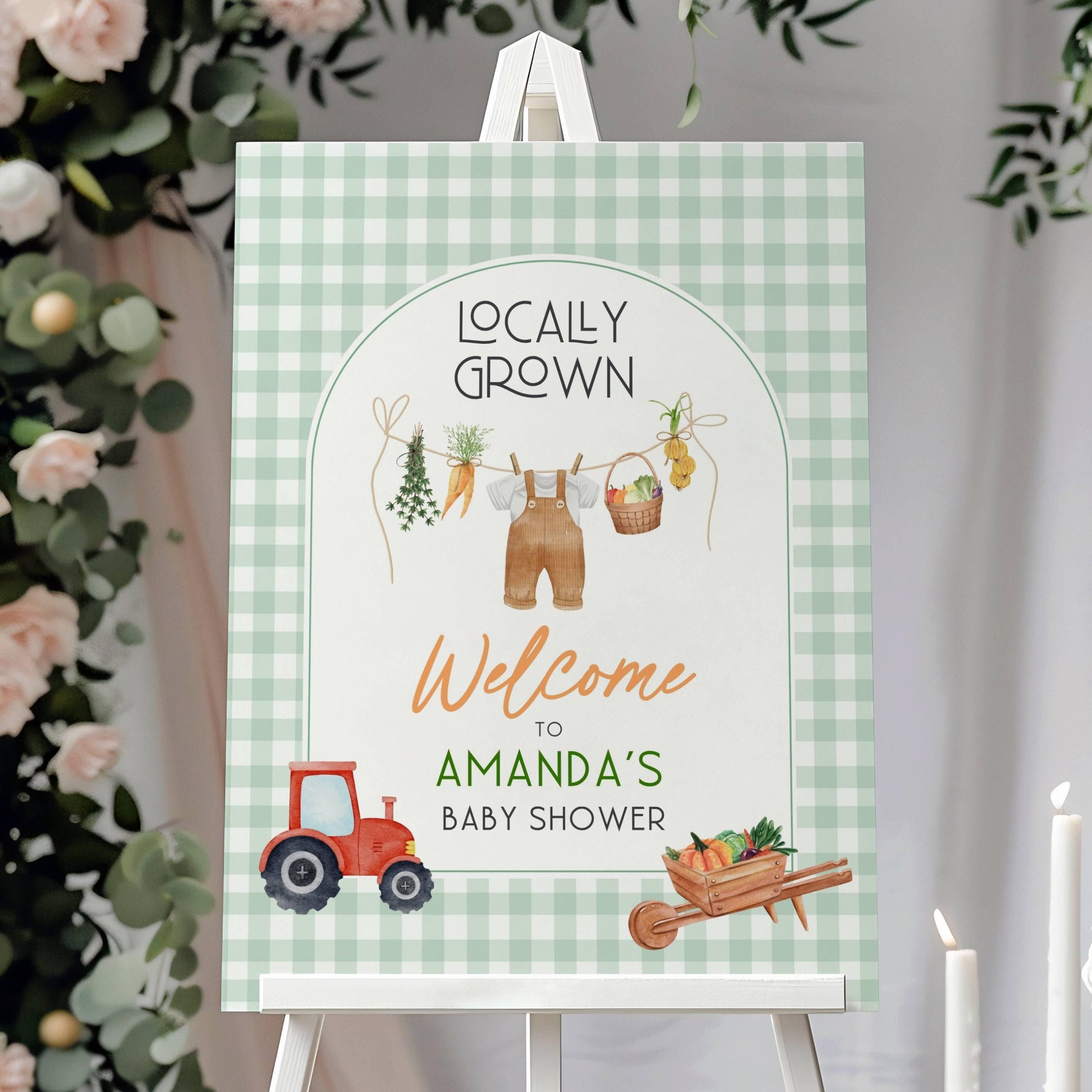 Locally Grown Welcome Sign Locally Grown Baby Shower Sign Editable Template Farm Baby Shower Sign Gender Neutral Baby Shower Decor Baby Boy - LAUMIANstudio