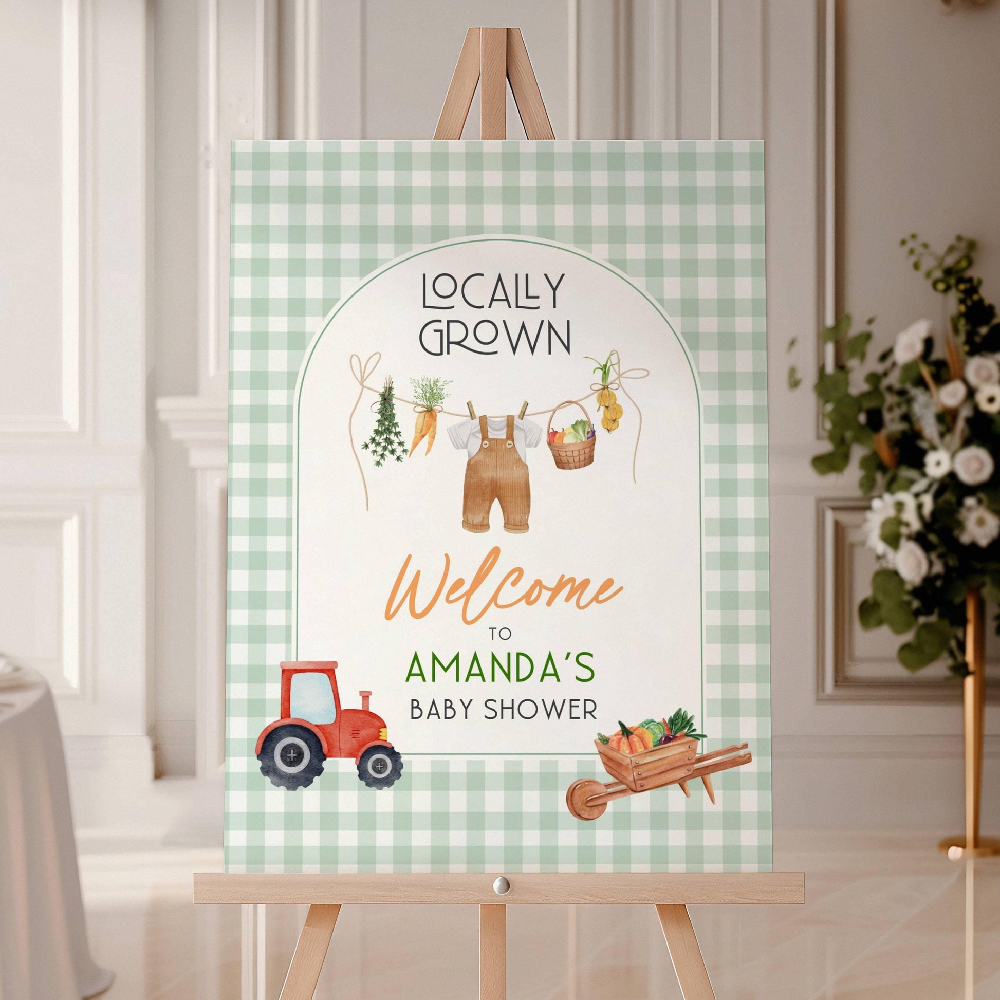 Locally Grown Welcome Sign Locally Grown Baby Shower Sign Editable Template Farm Baby Shower Sign Gender Neutral Baby Shower Decor Baby Boy - LAUMIANstudio