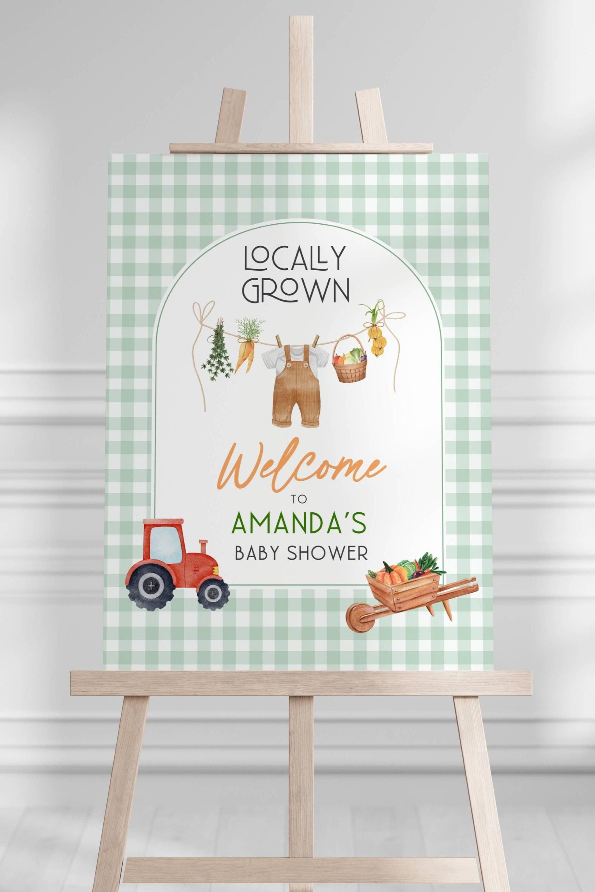 Locally Grown Welcome Sign Locally Grown Baby Shower Sign Editable Template Farm Baby Shower Sign Gender Neutral Baby Shower Decor Baby Boy - LAUMIANstudio