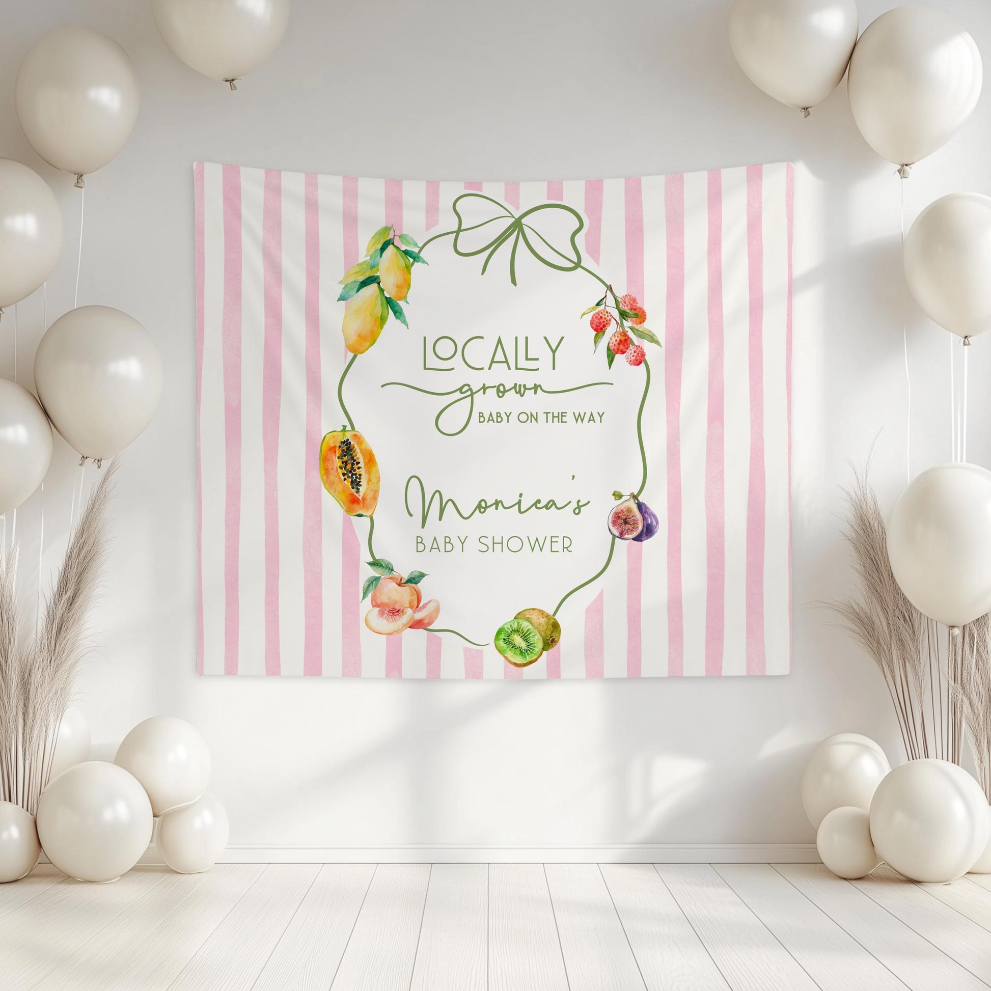 Fruit Summer Baby Shower Backdrop Fruit Locally Grown Baby Shower Banner Exotic Fruit Shower Sign Personalizable Citrus Shower Wall Tapestry - LAUMIANstudio