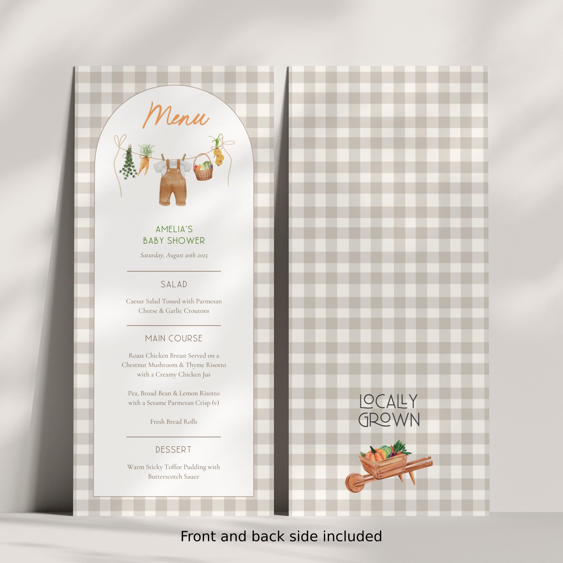 Menu Locally Grown Baby Shower Lunch Menu Locally Grown Baby Brunch Menu Template Editable Baby Shower Menu Canva Template Baby Shower Decor - LAUMIANstudio