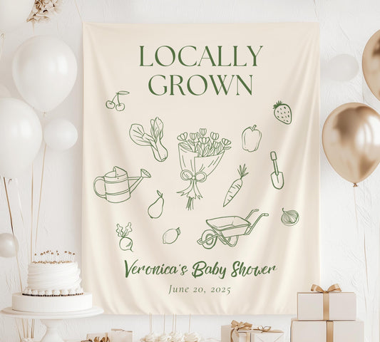 Locally Grown Baby Shower Banner Locally Grown Baby Shower Decor Farmers Minimalist Shower Photo Sign Market Baby Shower Locally Grown Sign - LAUMIANstudio