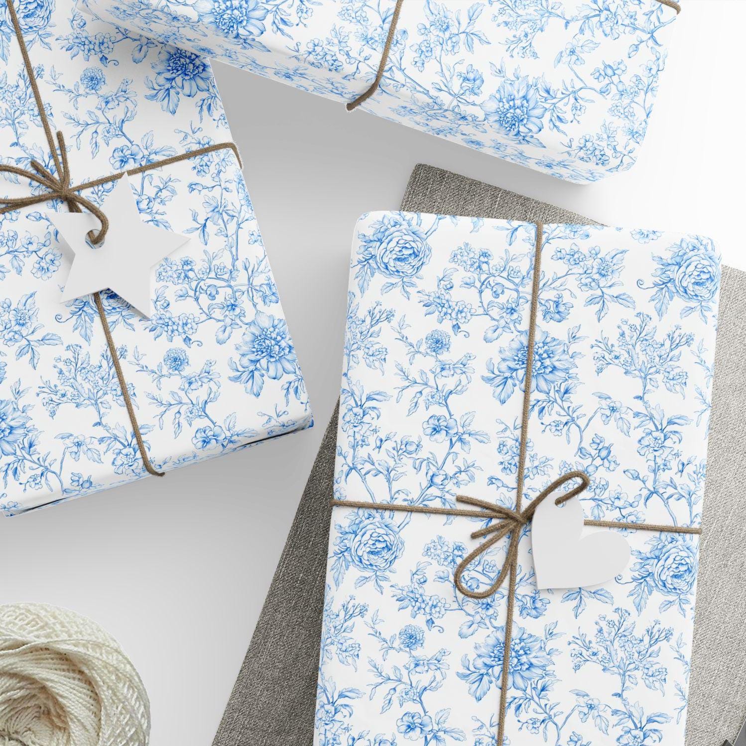 Something Blue Before I Do Gift Wrap Elegant Floral Wrapping Paper Custom Mr and Mrs Name Gift Packaging Luxury Floral Engagement Gift Wap - LAUMIANstudio