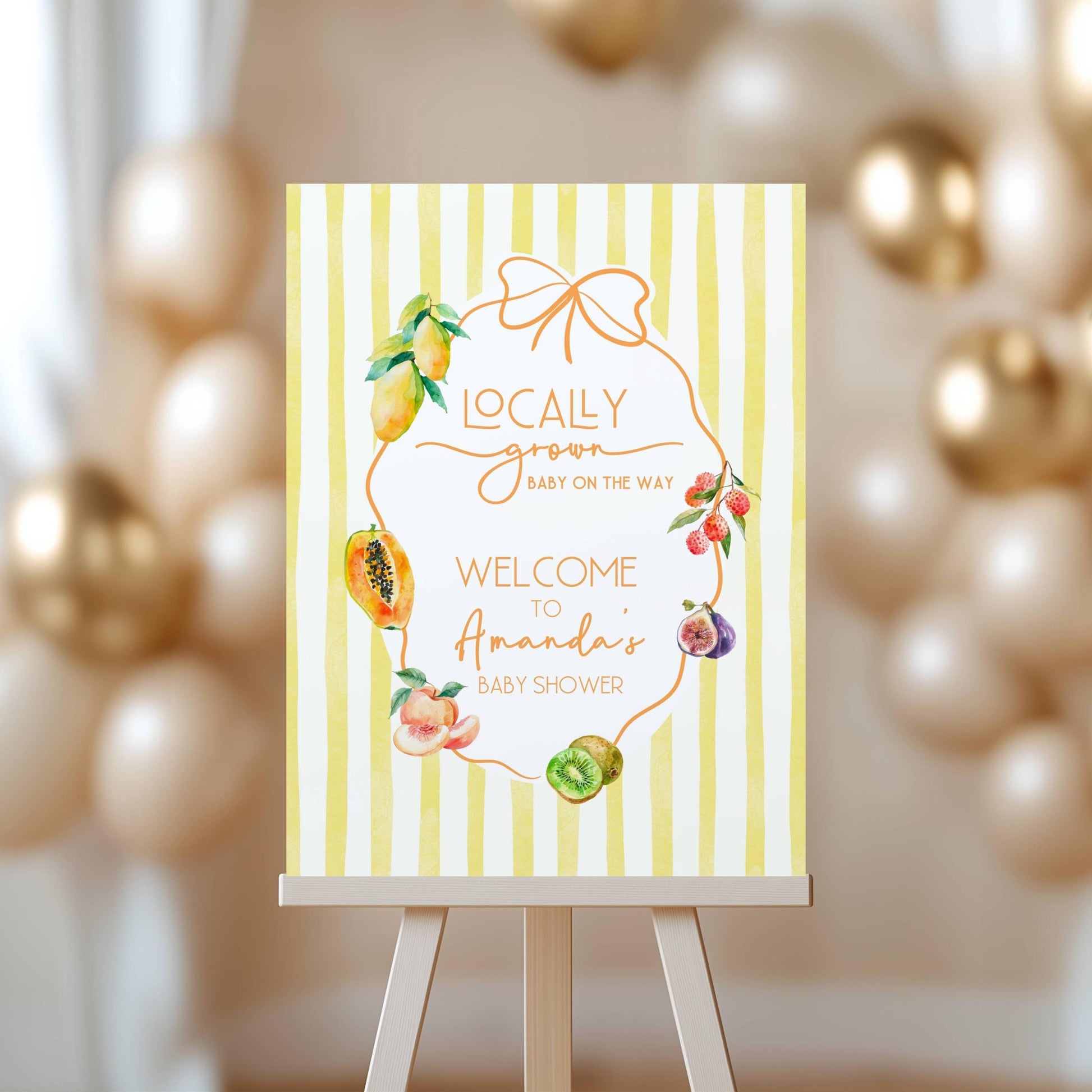 Fruit Summer Baby Shower Welcome Sign Fruit Locally Grown Baby Shower Sign Exotic Fruit Shower Board Citrus Shower Editable Canva Template - LAUMIANstudio
