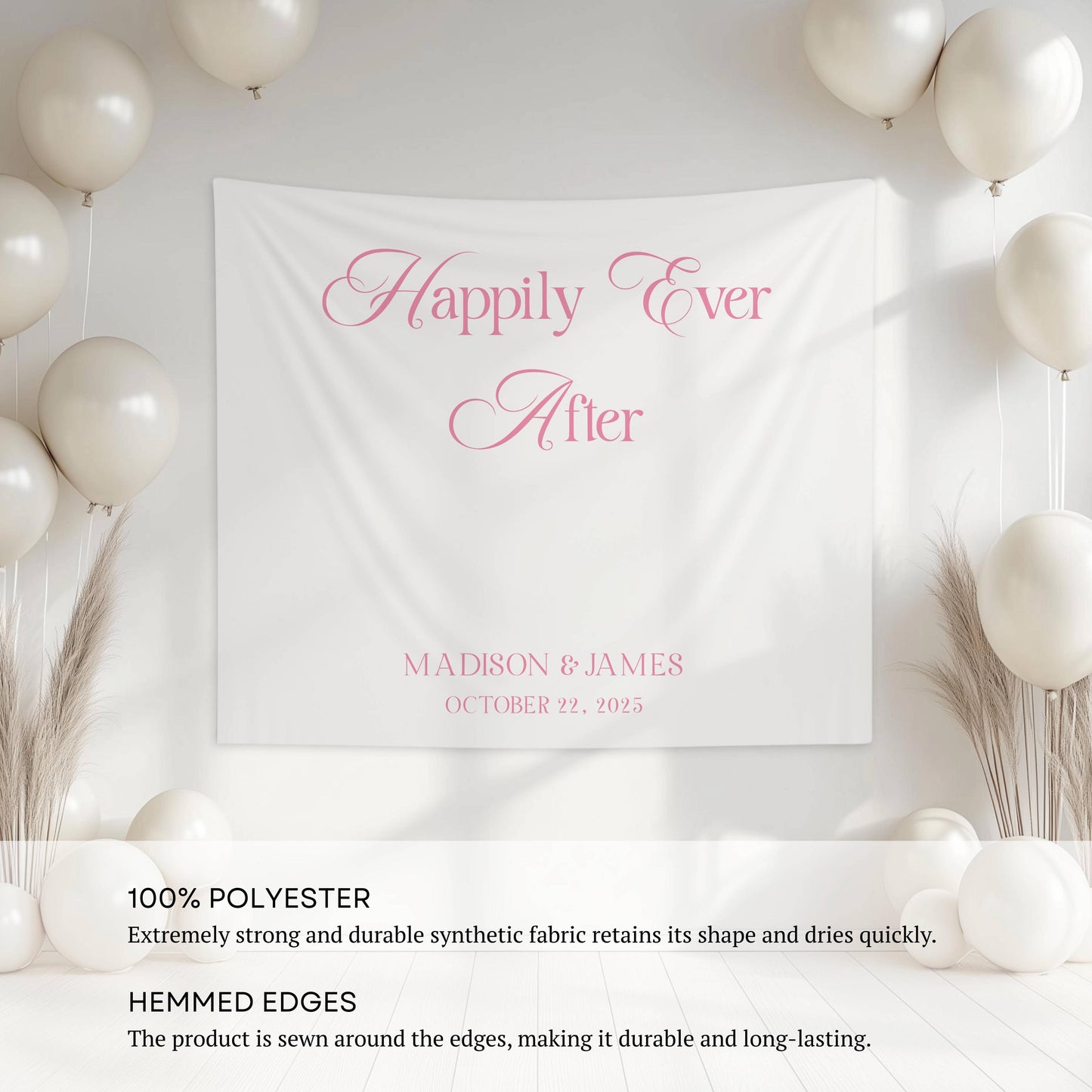 Outdoor Wedding Banner Custom Wedding Welcome Sign Bride Groom Name Sign Custom Fabric Wedding Sign Just Married Banner Happily Ever After - LAUMIANstudio