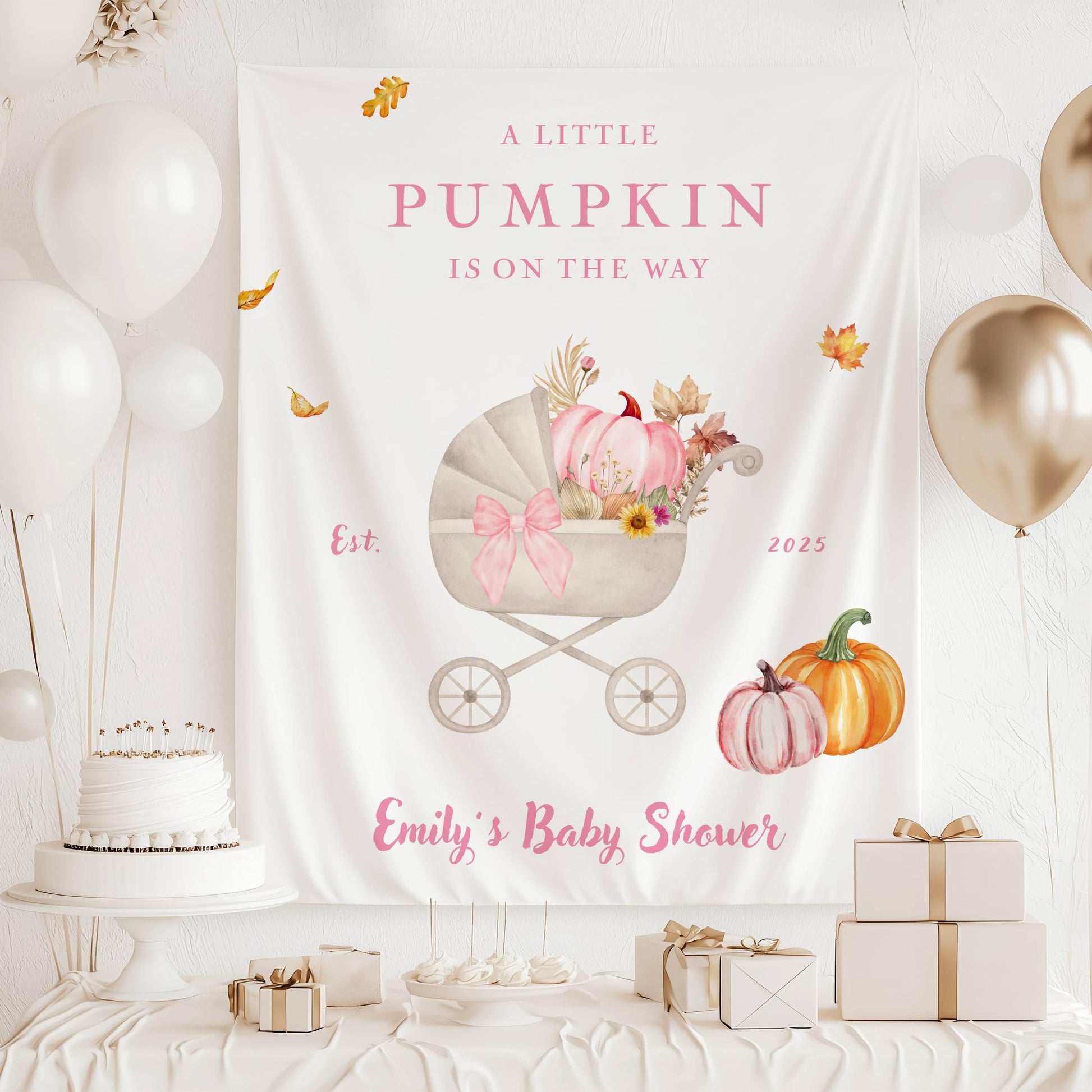 Little Pumpkin Baby Shower Banner Baby Girl Pumpkin Shower Backdrop Custom Autumn Shower Decor Pumpkin Fabric Sign Pumpkin Wall Tapestry - LAUMIANstudio