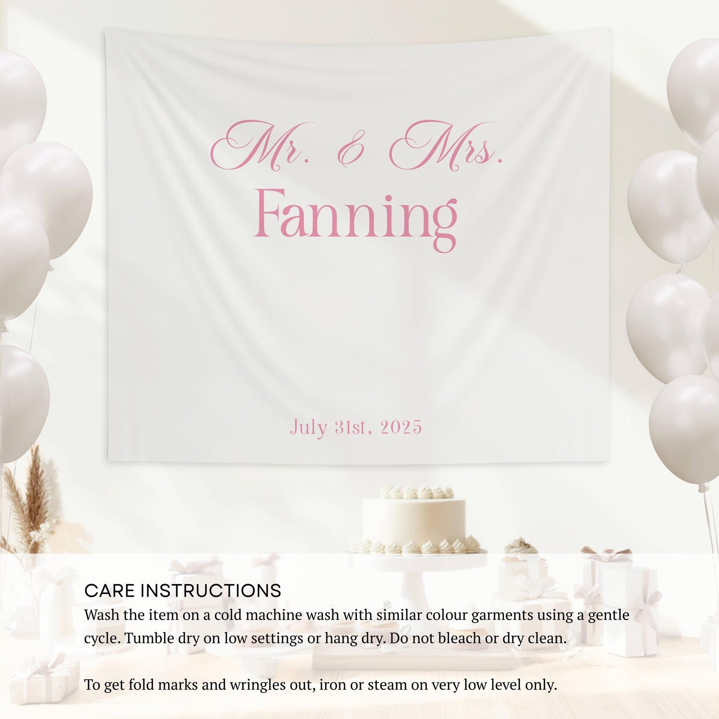 Custom Wedding Banner Mr Mrs Bridal Shower Backdrop Personalized Fabric Wedding Backdrop Just Married Welcome Sign Elegant Wedding Decor - LAUMIANstudio