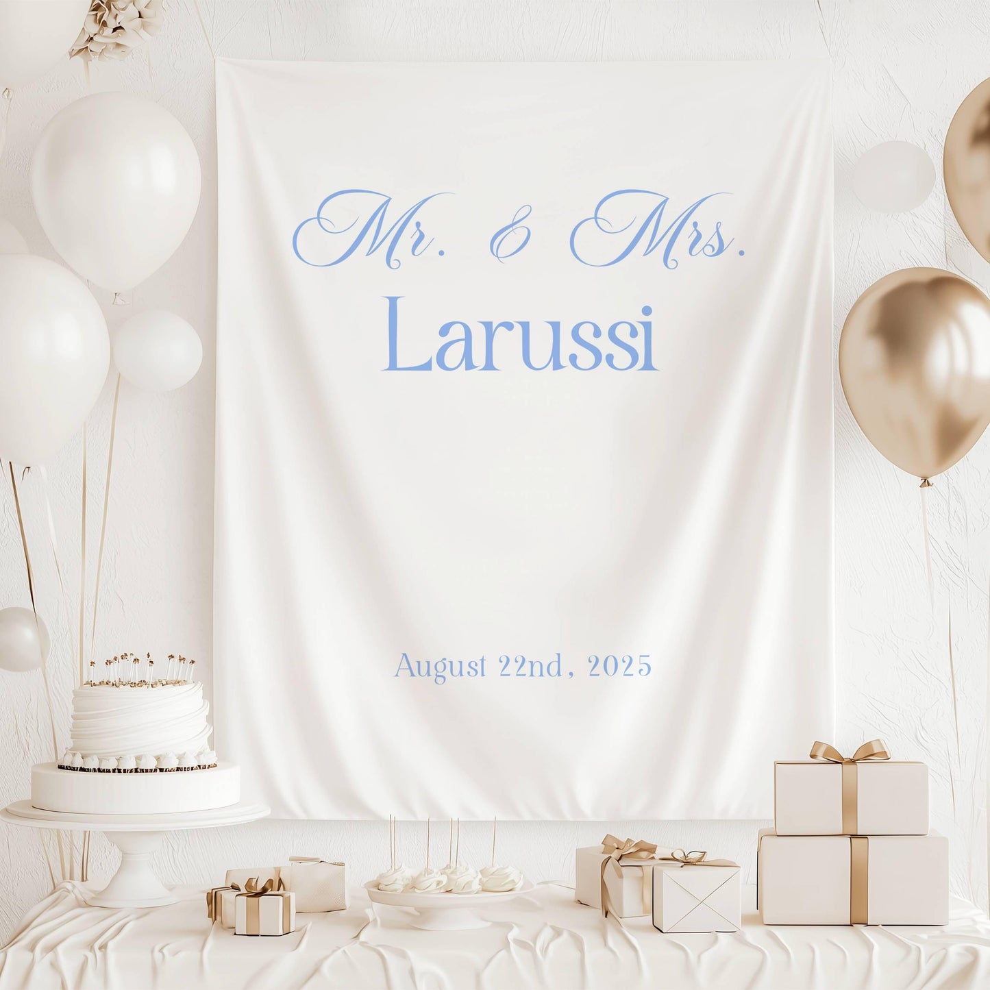 Custom Wedding Banner Mr Mrs Bridal Shower Backdrop Personalized Fabric Wedding Backdrop Just Married Welcome Sign Elegant Wedding Decor - LAUMIANstudio