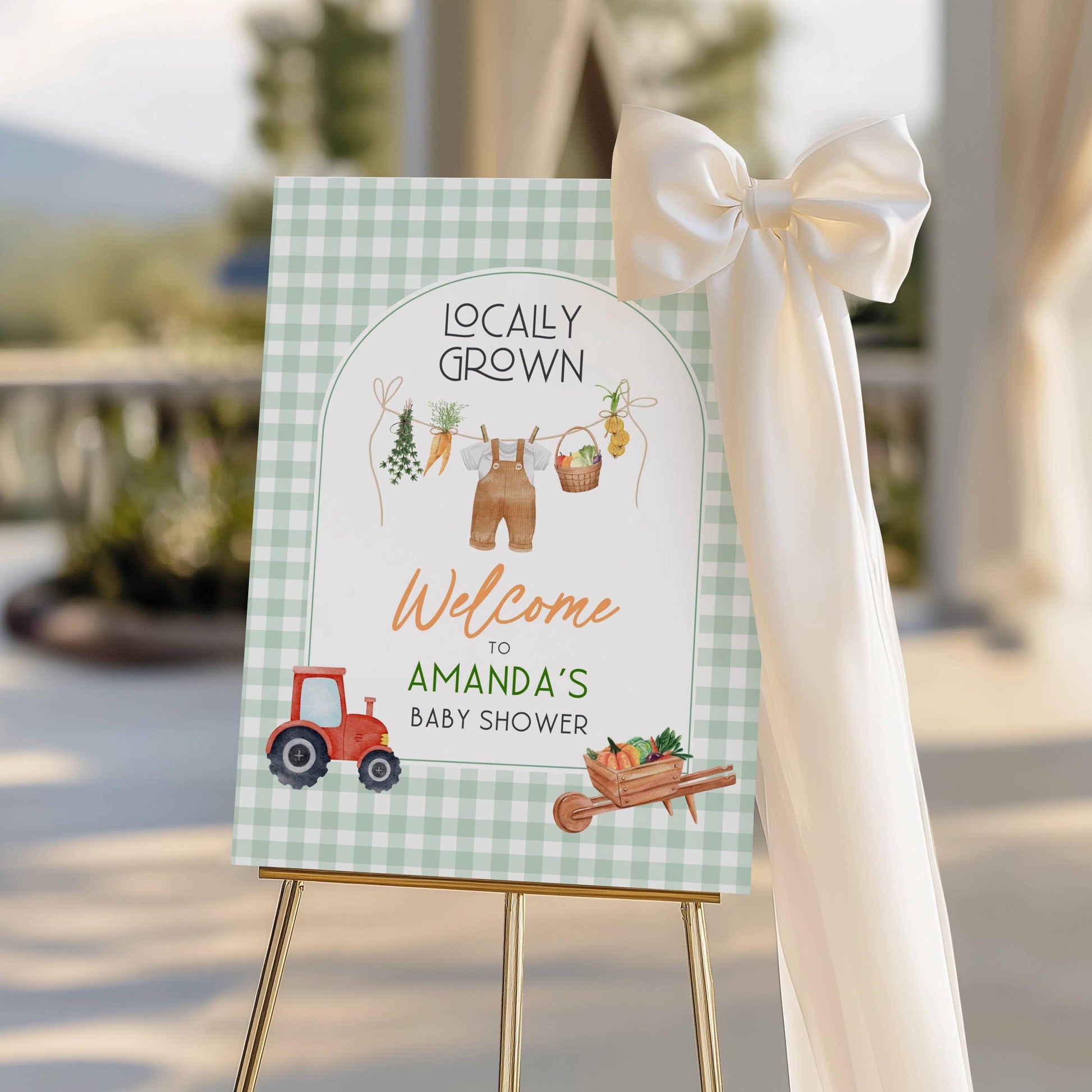 Locally Grown Welcome Sign Locally Grown Baby Shower Sign Editable Template Farm Baby Shower Sign Gender Neutral Baby Shower Decor Baby Boy - LAUMIANstudio