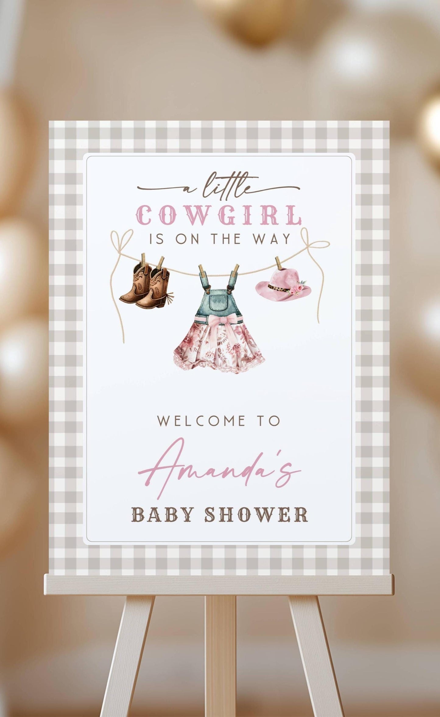 Little Cowgirl Welcome Sign Cowgirl Clothes Welcome Sign Pink Rodeo Baby Shower Poster Girl Wild West Welcome Sign Girl Western Shower Decor - LAUMIANstudio