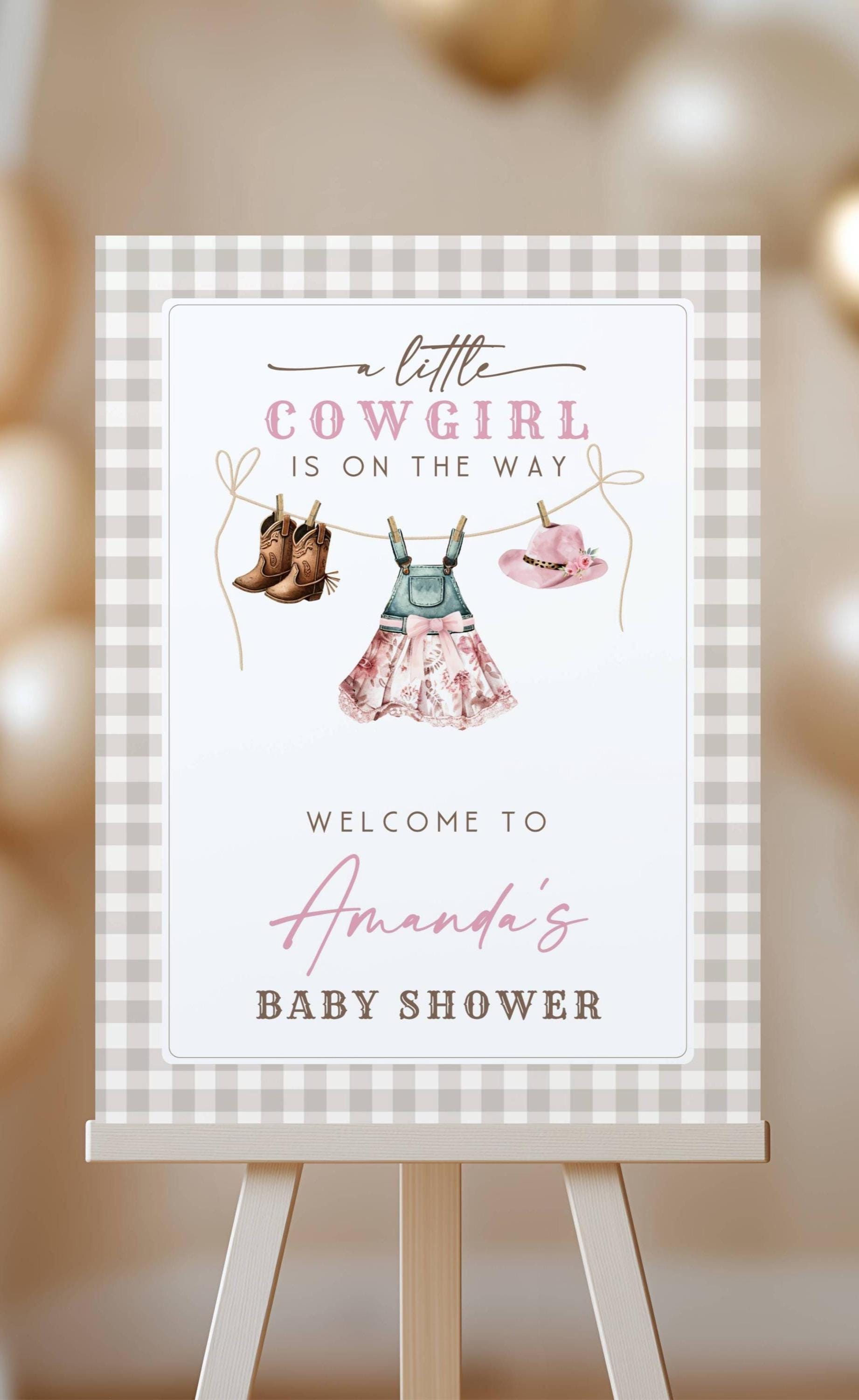 Little Cowgirl Welcome Sign Cowgirl Clothes Welcome Sign Pink Rodeo Baby Shower Poster Girl Wild West Welcome Sign Girl Western Shower Decor - LAUMIANstudio