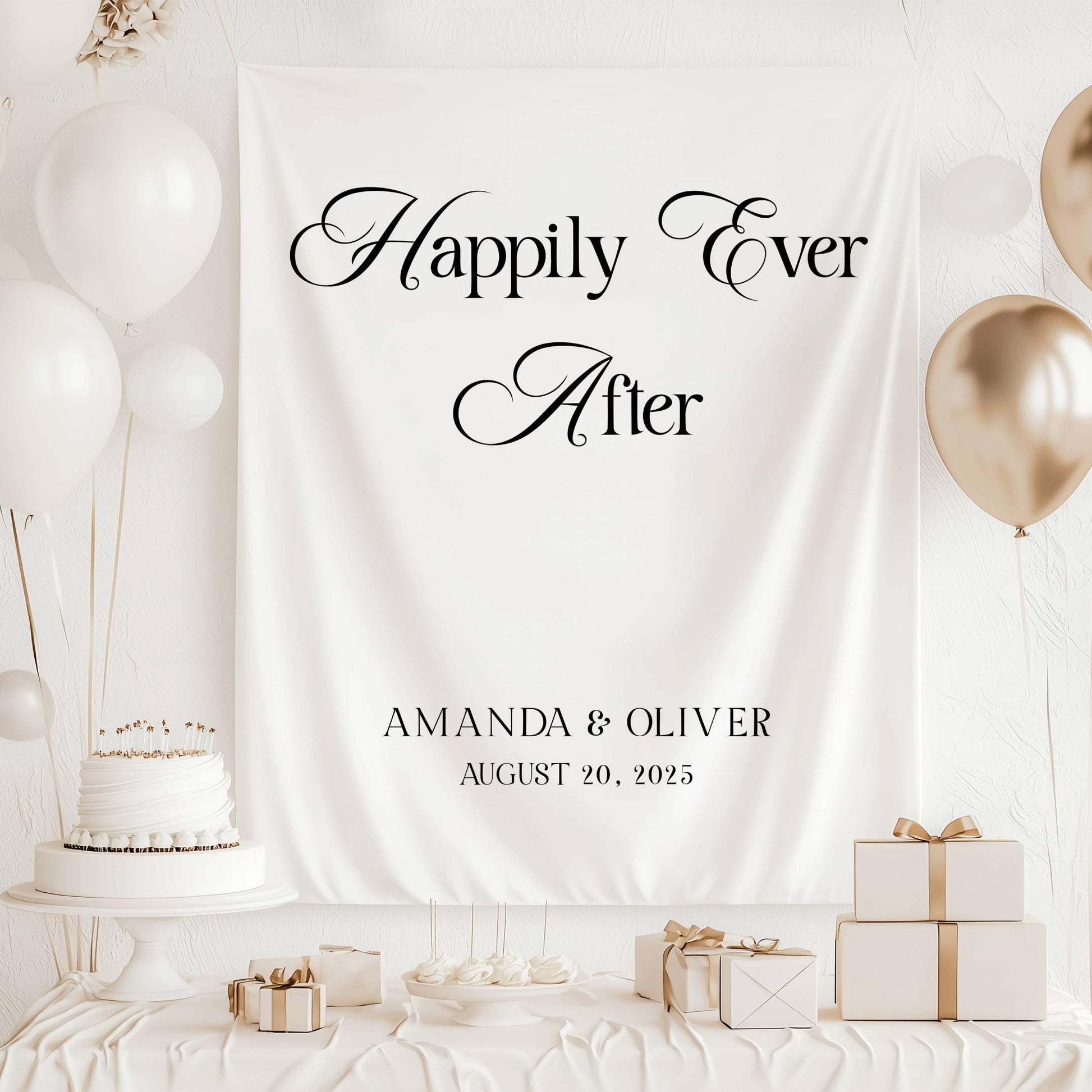 Outdoor Wedding Banner Custom Wedding Welcome Sign Bride Groom Name Sign Custom Fabric Wedding Sign Just Married Banner Happily Ever After - LAUMIANstudio