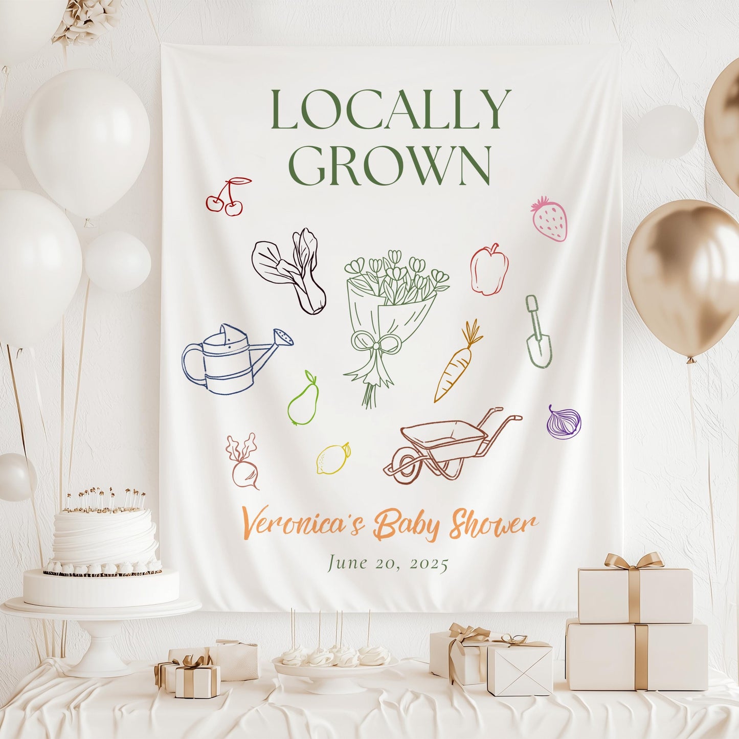 Locally Grown Baby Shower Banner Locally Grown Baby Shower Decor Farmers Minimalist Shower Photo Sign Market Baby Shower Locally Grown Sign - LAUMIANstudio