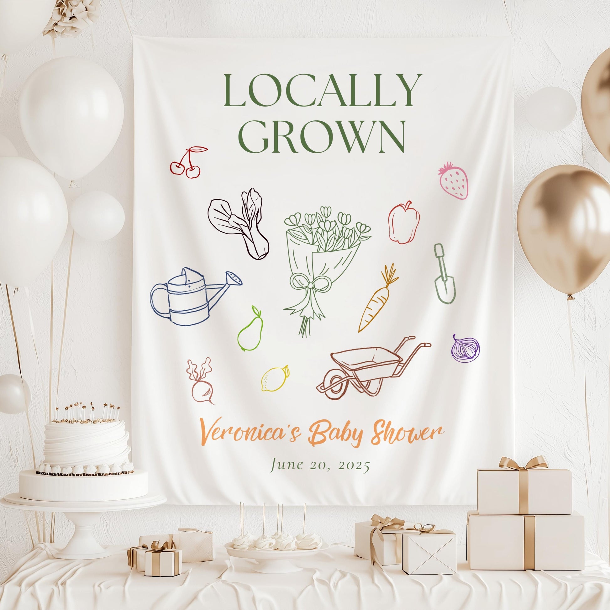 Locally Grown Baby Shower Banner Locally Grown Baby Shower Decor Farmers Minimalist Shower Photo Sign Market Baby Shower Locally Grown Sign - LAUMIANstudio